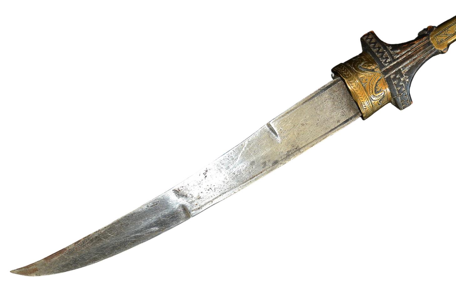 Brass Moroccan Khoumya Tribal Dagger, 20th Century For Sale