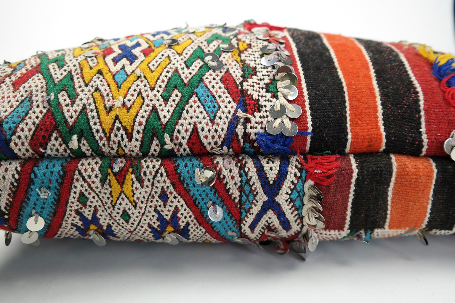Wool Moroccan Kilim Pillow Morocco Colord Cushion For Sale