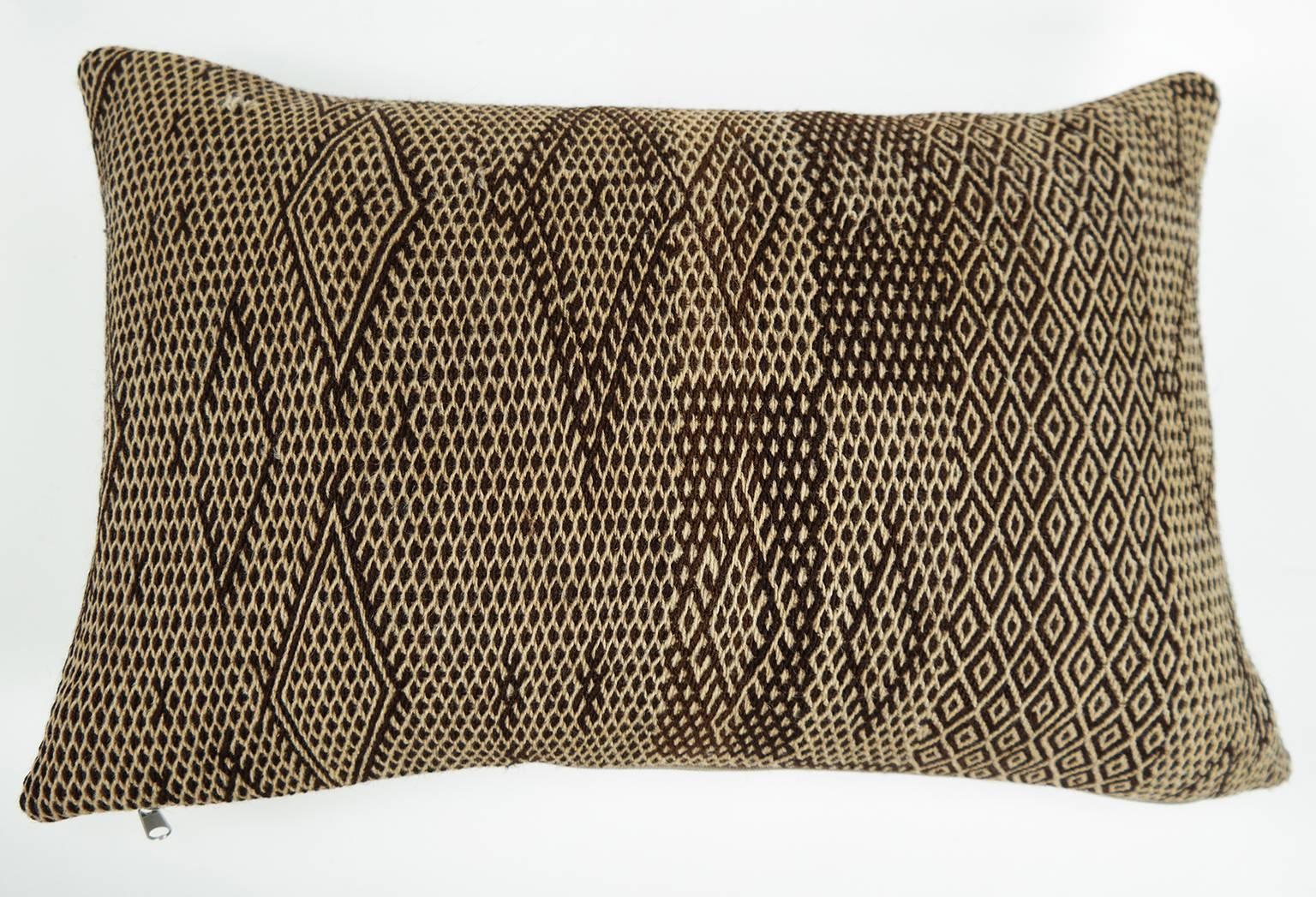 Hand-Woven Moroccan Kilim Pillow  Vintage Morocco Cushion 