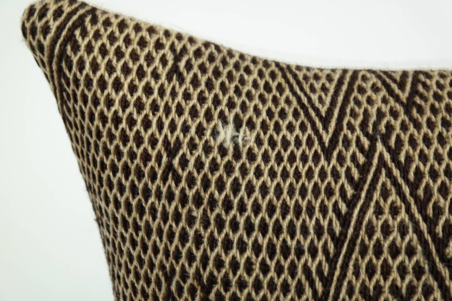 Late 20th Century Moroccan Kilim Pillow  Vintage Morocco Cushion 