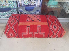 Moroccan Kilim Pouf or Ottoman, Double Size, LM 4