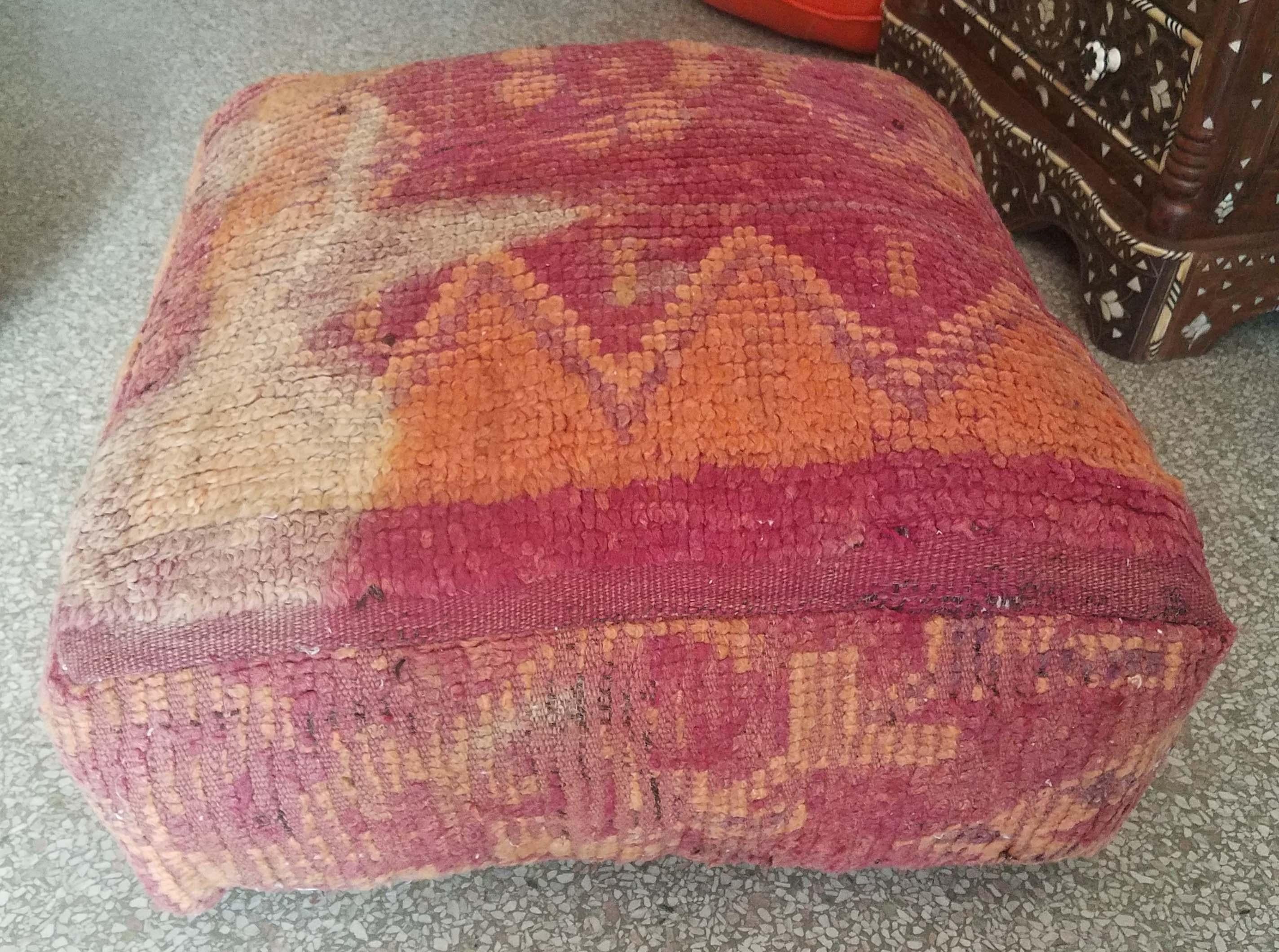 Needlework Moroccan Kilim Pouf or Ottoman, LM 2 For Sale