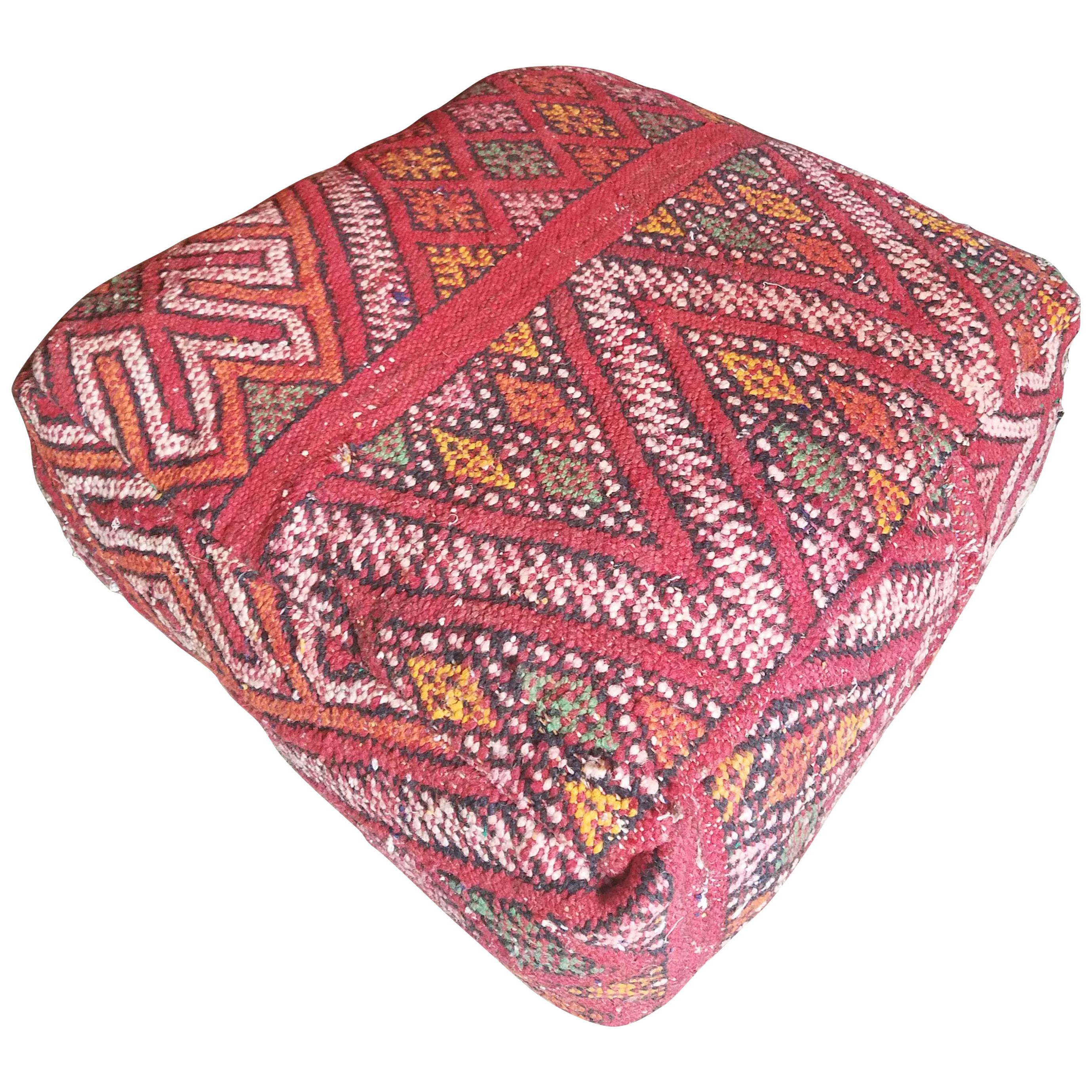 Moroccan Kilim Pouf or Ottoman, LM 3 For Sale