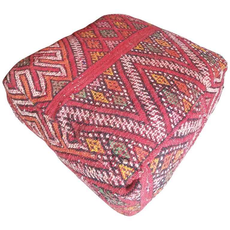Moroccan Kilim Pouf or Ottoman, LM 3 For Sale at 1stDibs