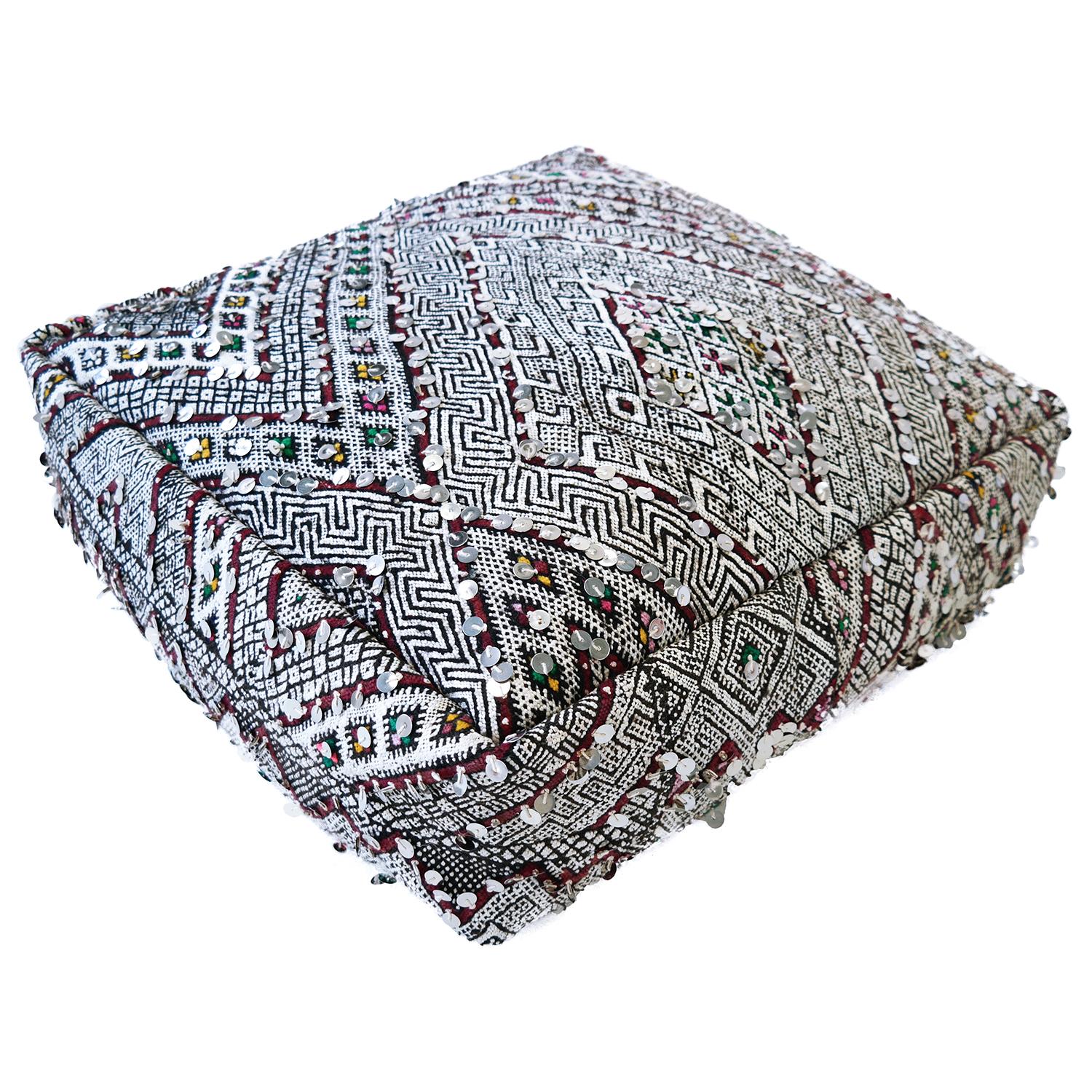 Moroccan Kilim Pouf  Ottoman from Morocco For Sale