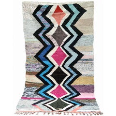Moroccan Kilim Rug  Flatweave Contemporary Carpet  Boucherouite Rug