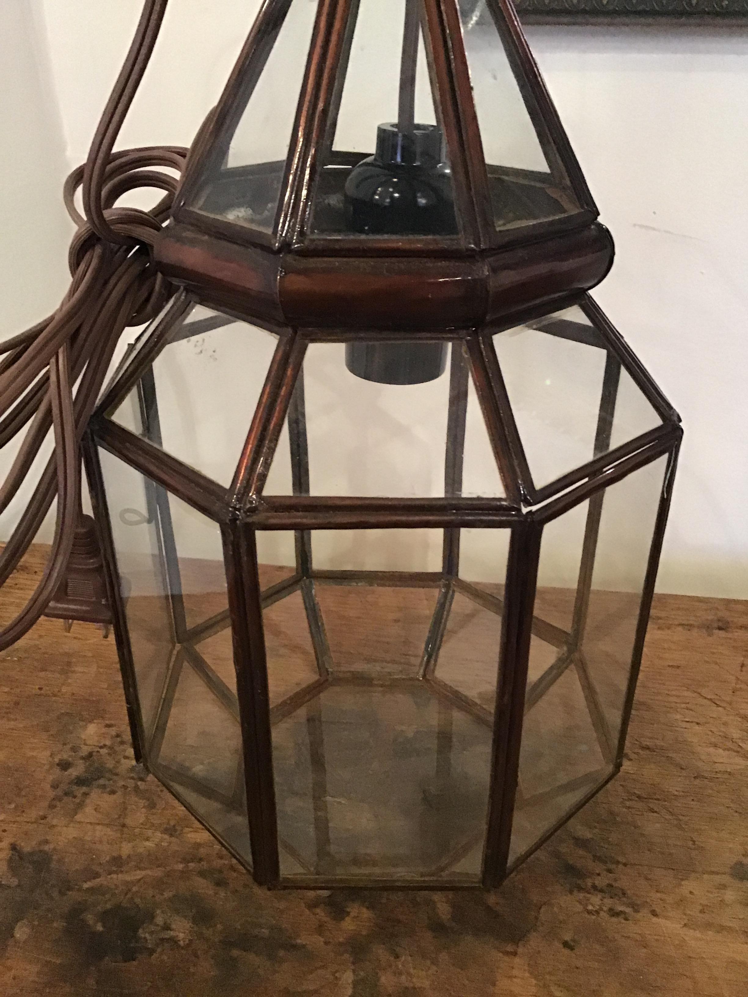 Moroccan Lantern Clear Glass In Good Condition For Sale In Los Angeles, CA