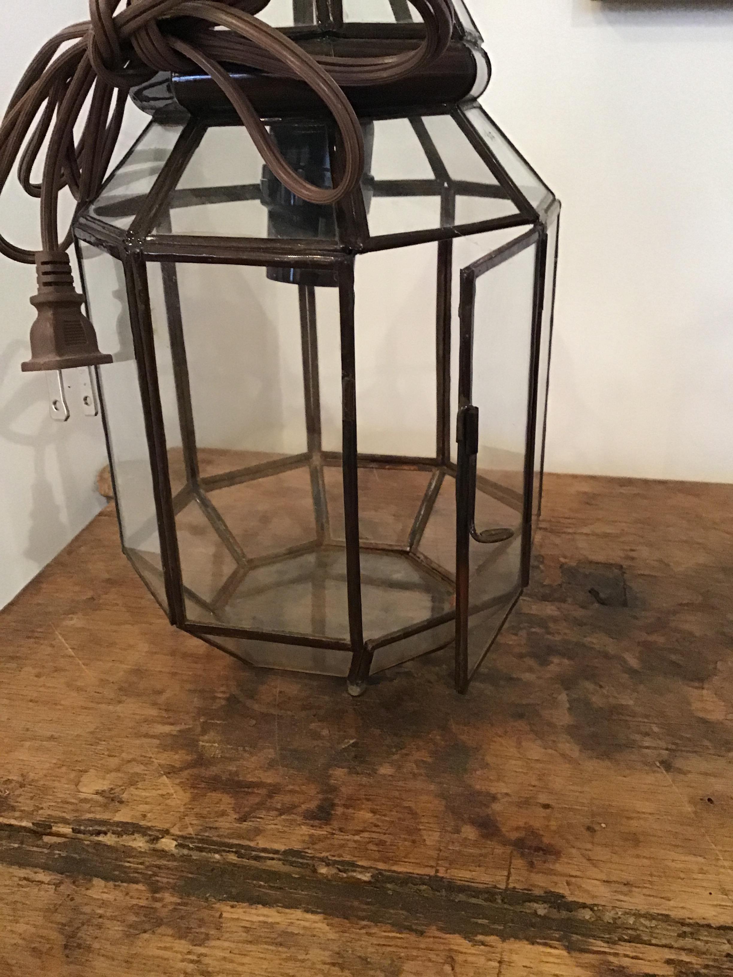20th Century Moroccan Lantern Clear Glass For Sale