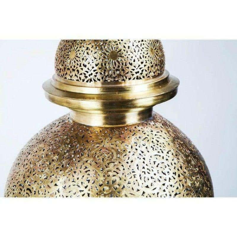 Moroccan chandelier or pendant in brass with Filigree design, a pair
These handcrafted chandeliers or pendants feature intricate filigree design with a ball-shaped design. 
 An exemplary artwork of Moroccan artisans, these light-emitting orbs add