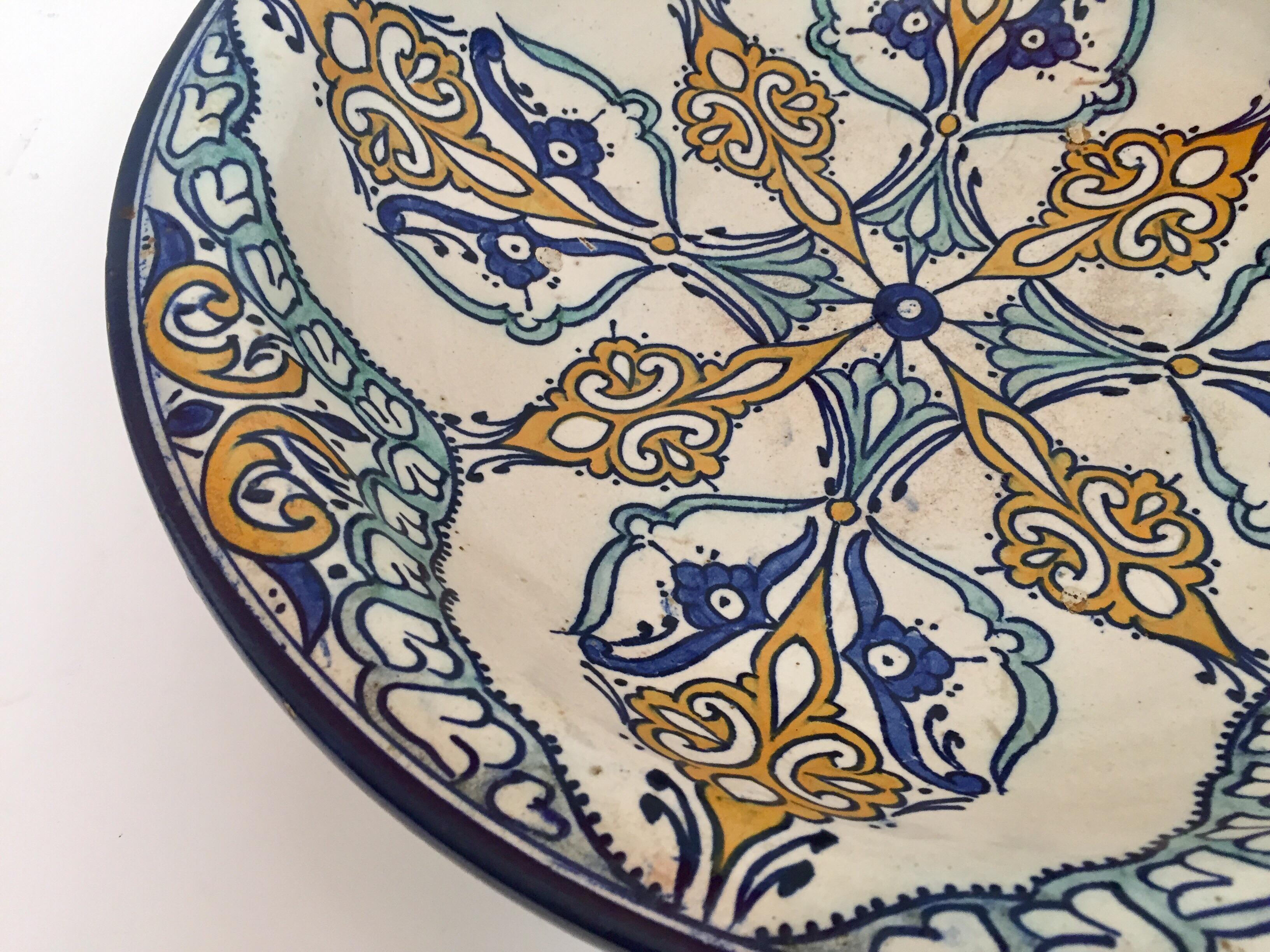 Moroccan Large Ceramic Plate Bowl from Fez 6