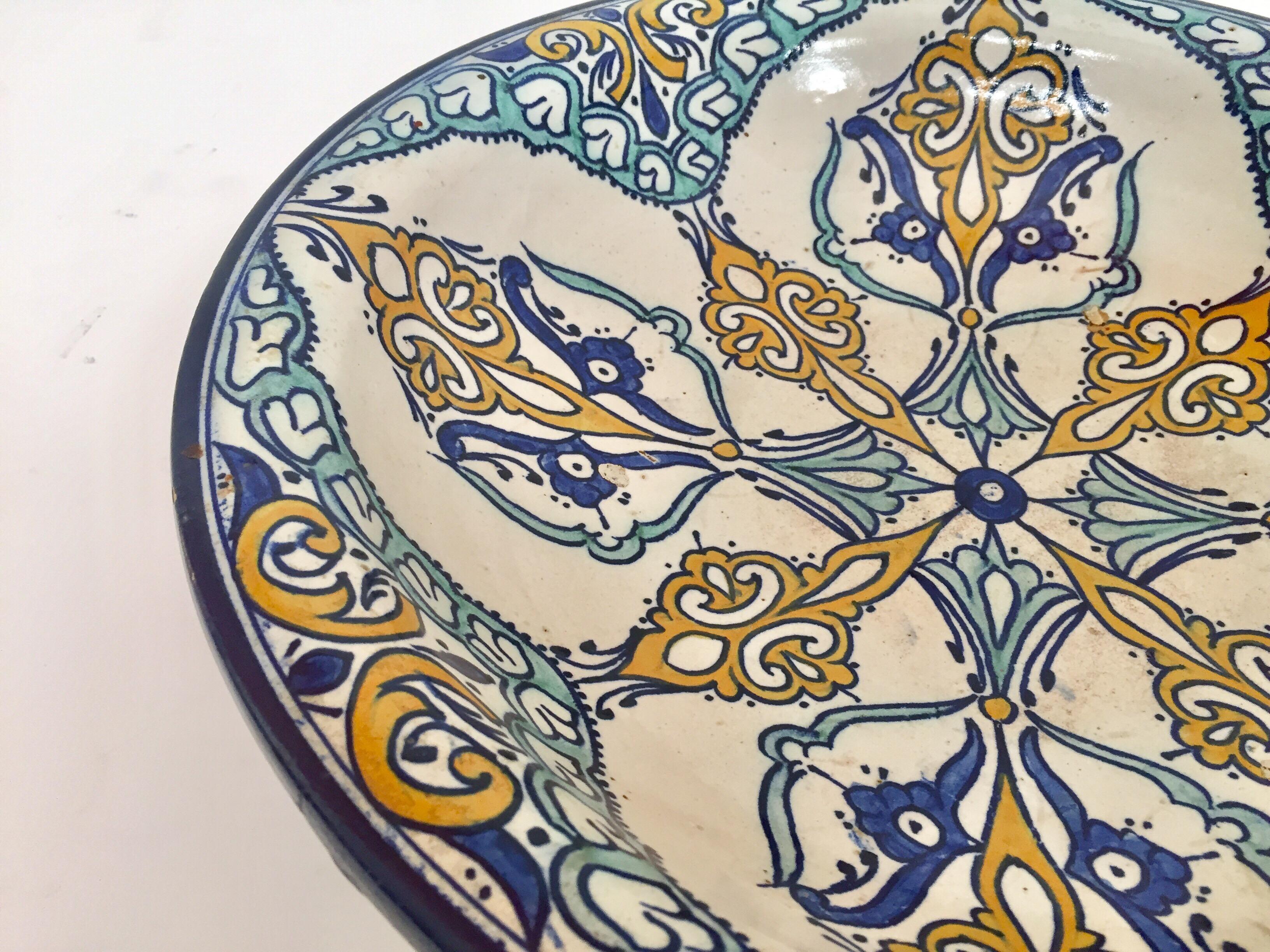 Moroccan Large Ceramic Plate Bowl from Fez 12
