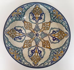 Moroccan Large Ceramic Plate Bowl from Fez