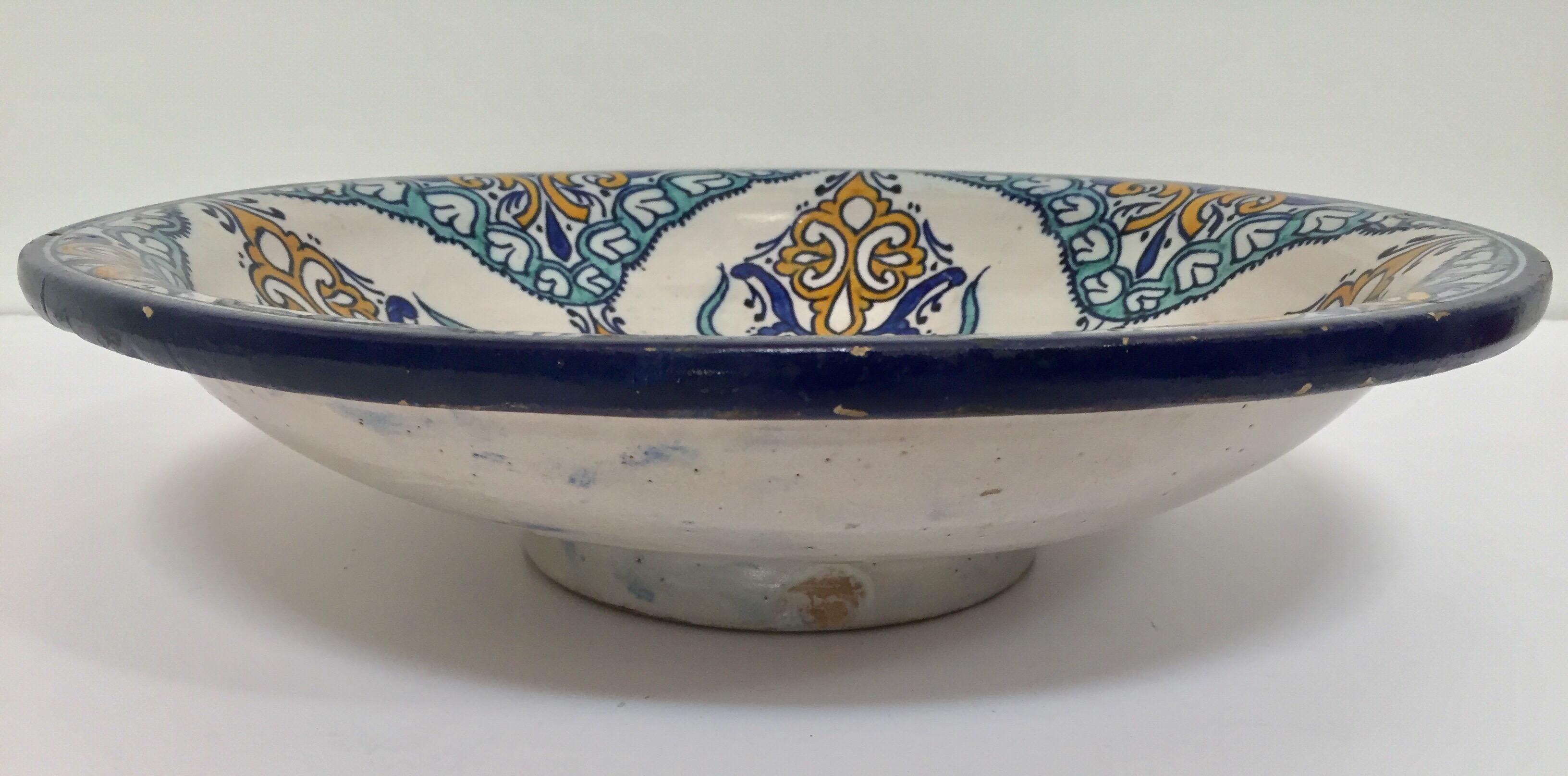20th Century Moroccan Large Ceramic Plate Bowl from Fez