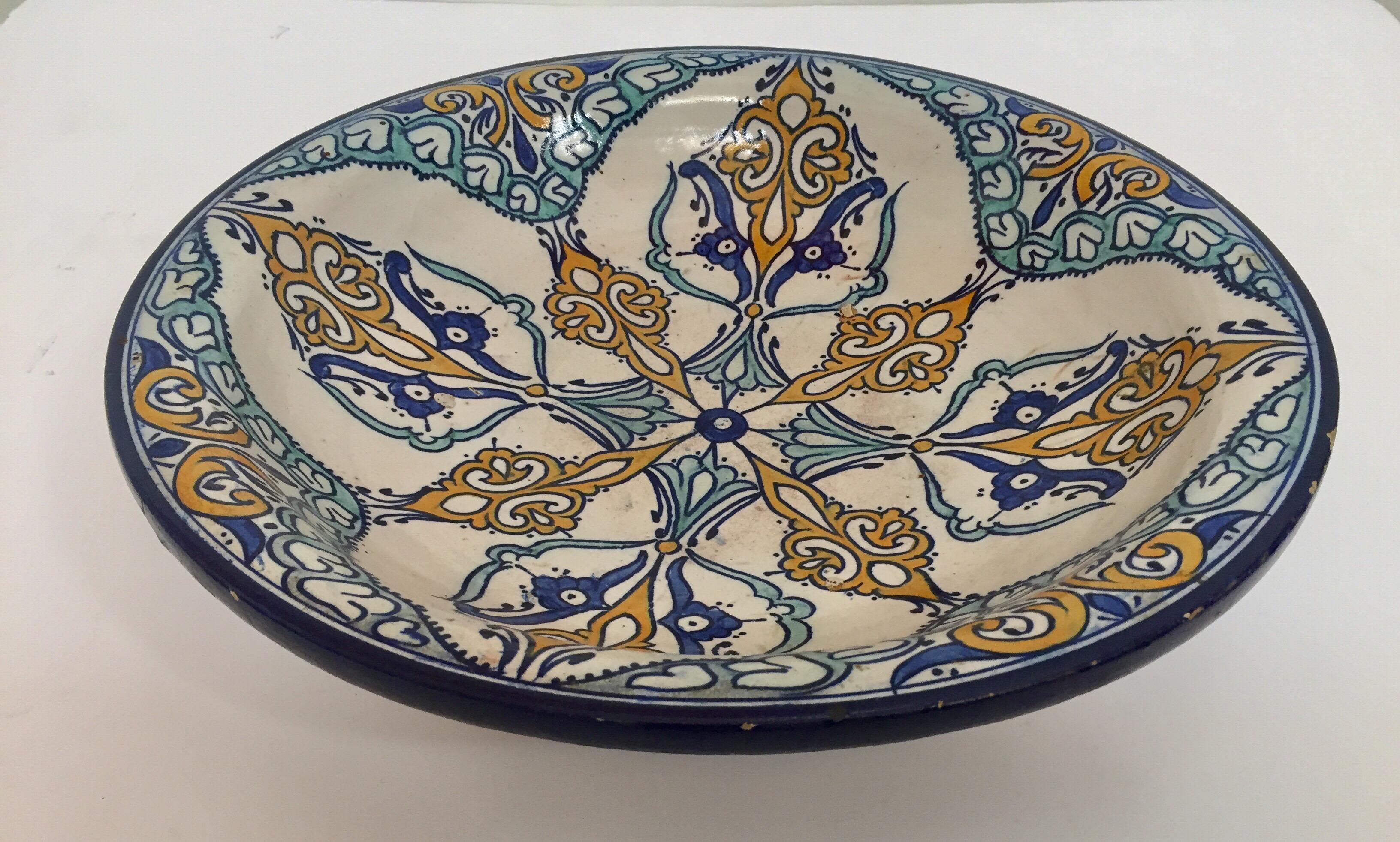 Moroccan Large Ceramic Plate Bowl from Fez 2