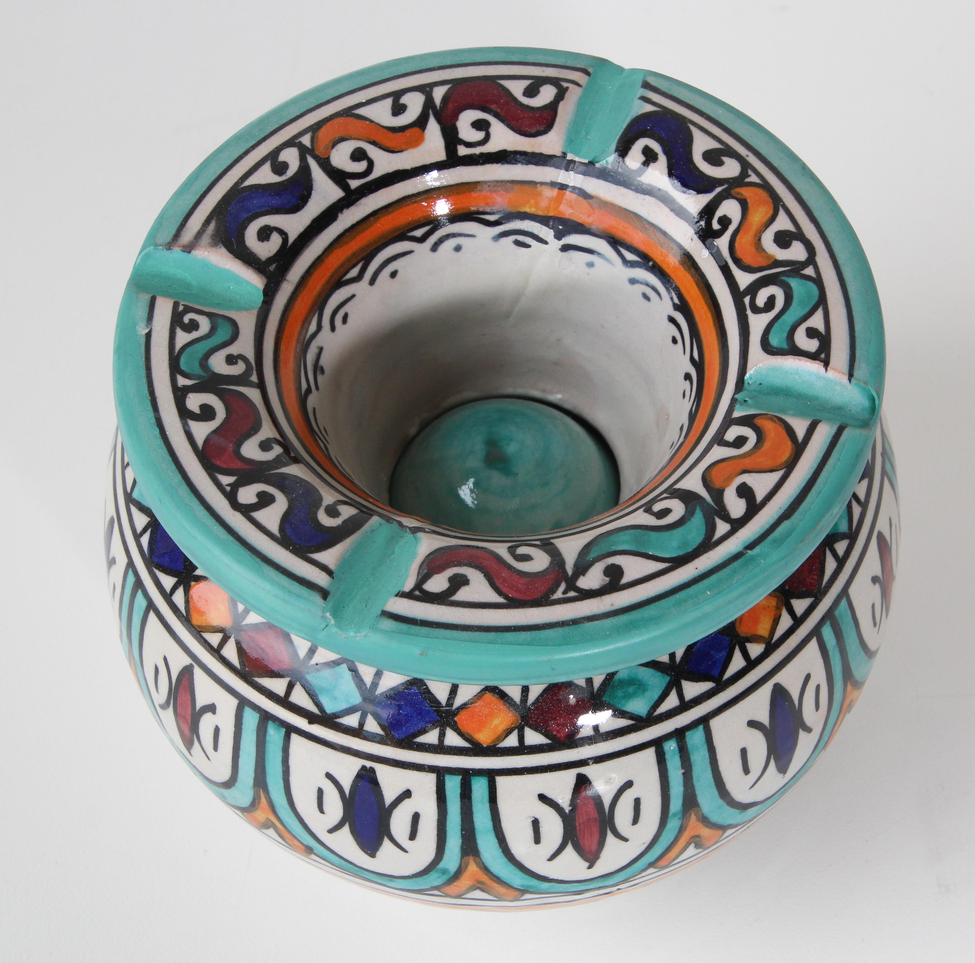 Moroccan Large Covered Ceramic Astray from Fez 1