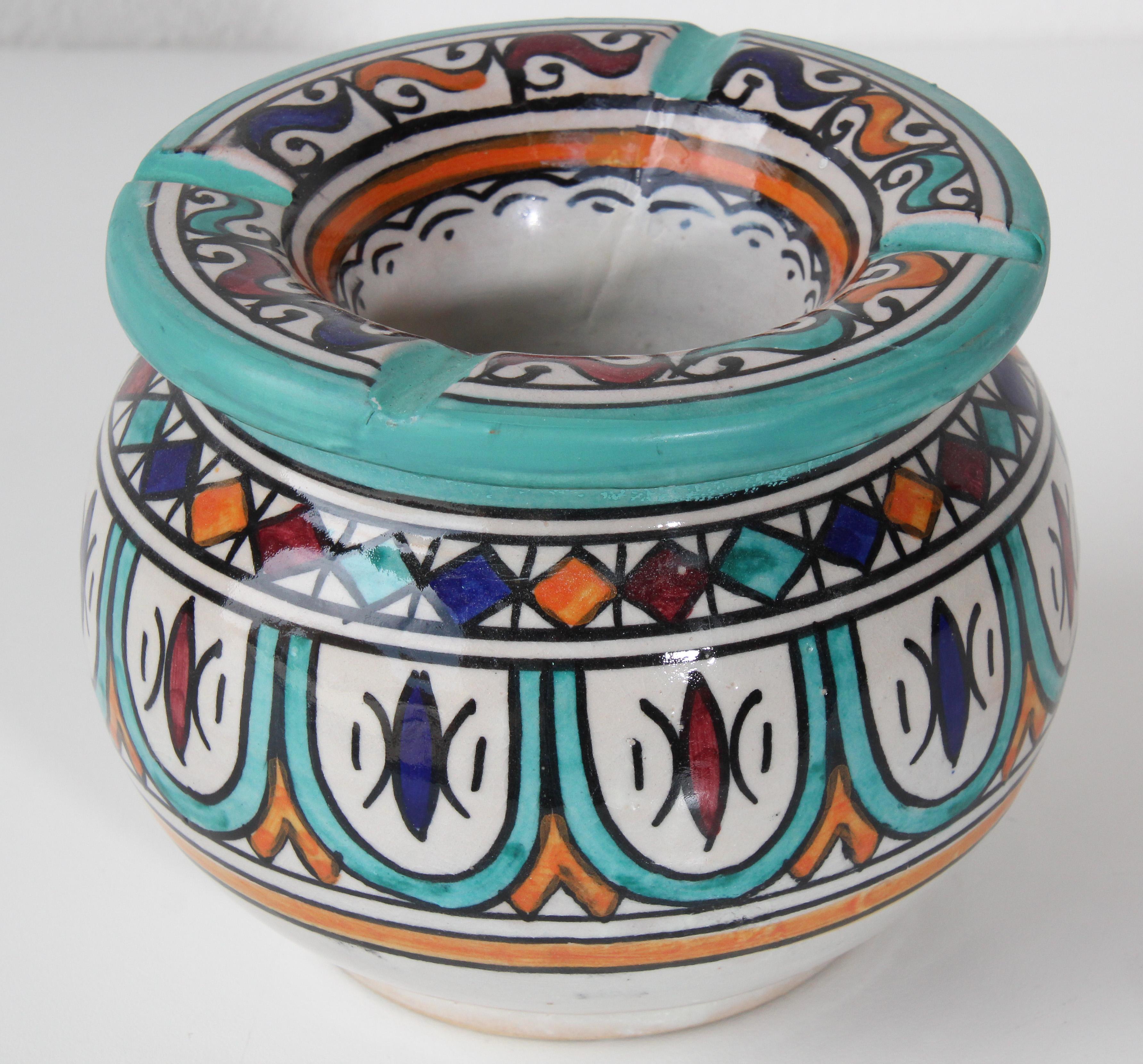 Moroccan Large Covered Ceramic Astray from Fez 2