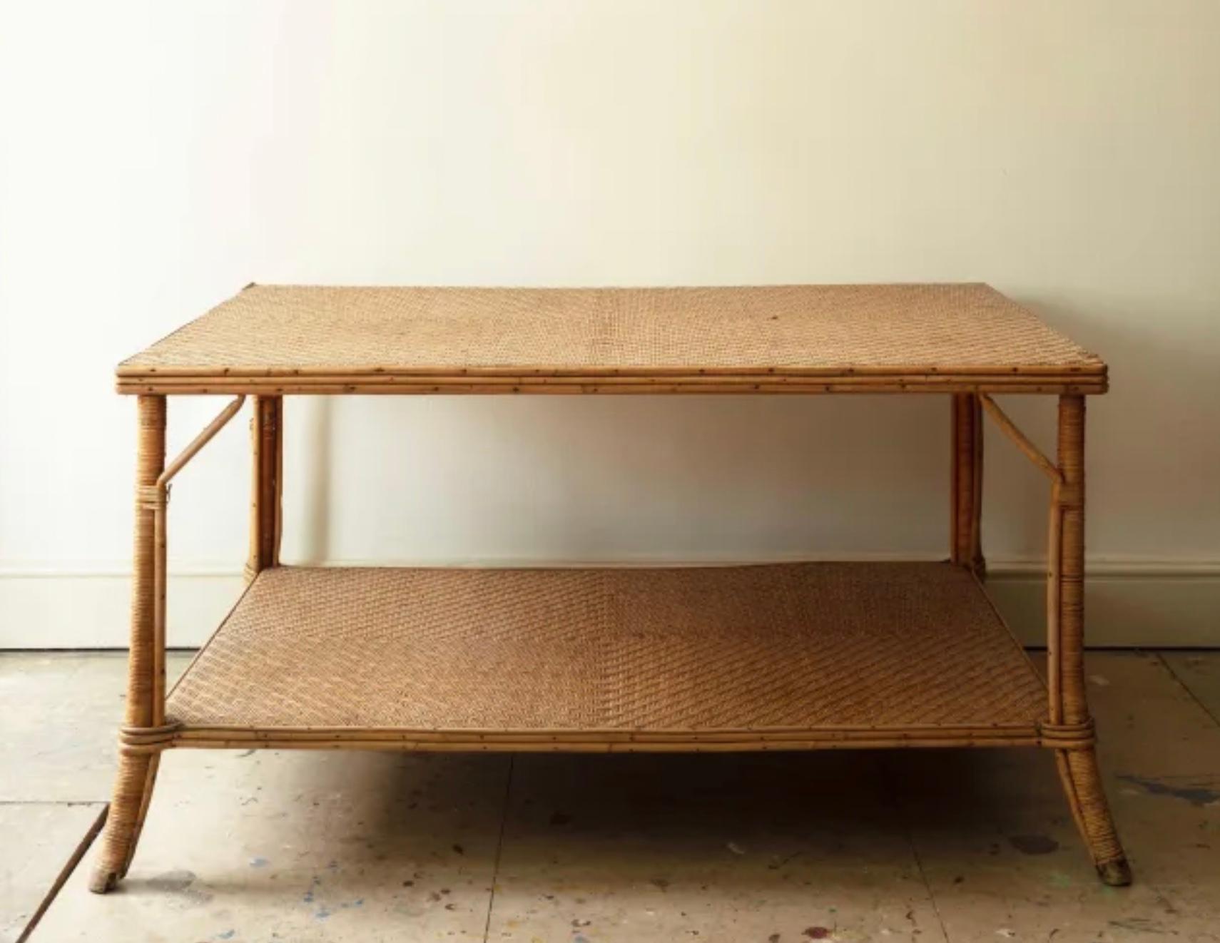 Very Large Rattan Table, 1950s In Good Condition For Sale In London, GB