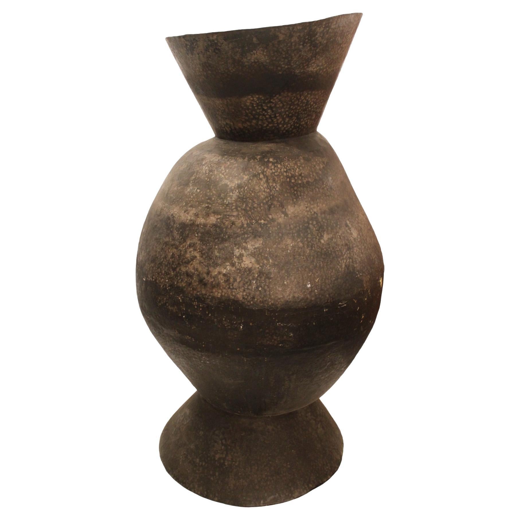 Moroccan Large Vessel - Sculpture Made of Hammered Metal  For Sale