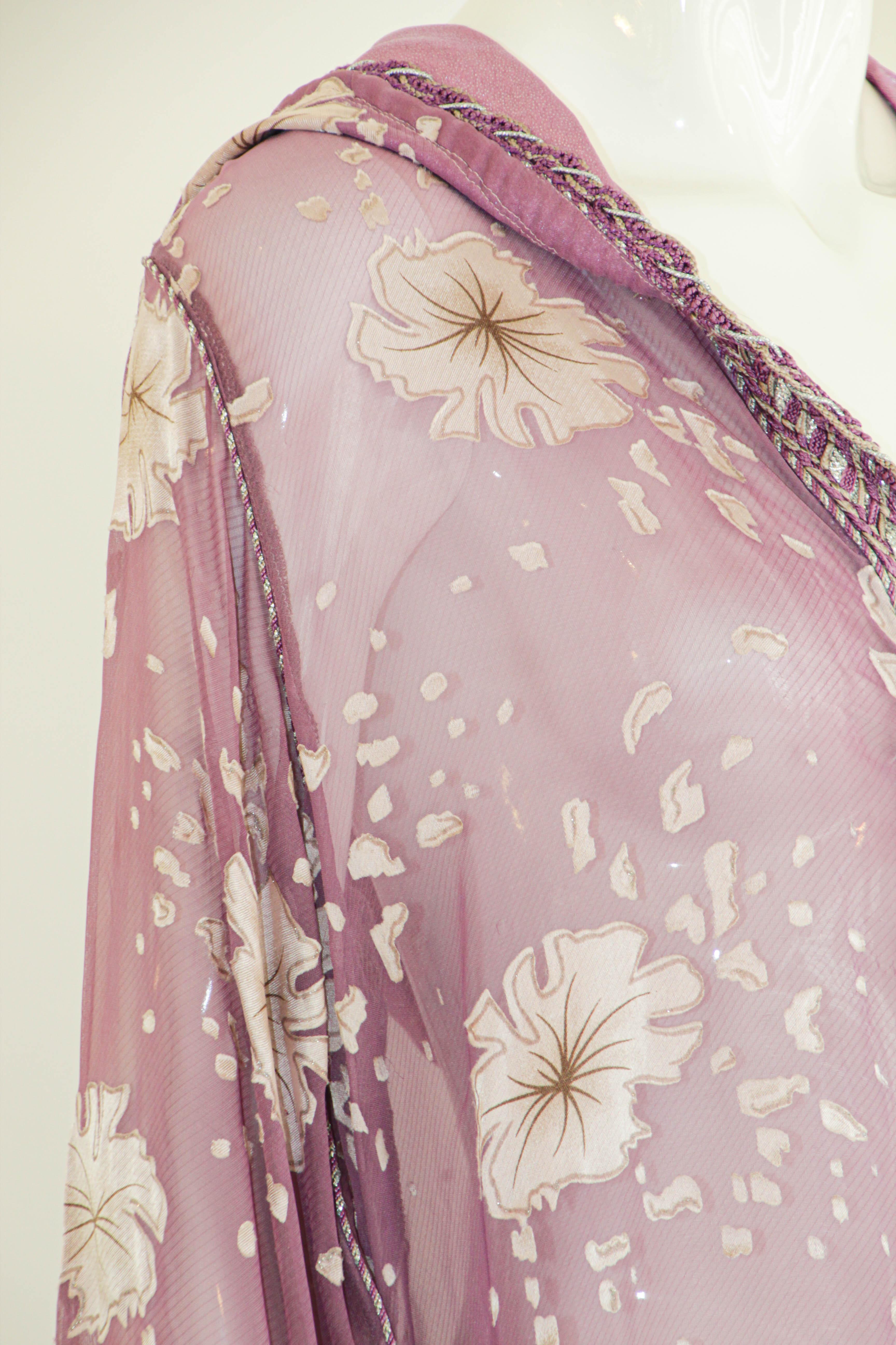 Moroccan Lavender Kaftan Maxi Dress Hooded Vintage Caftan For Sale 7