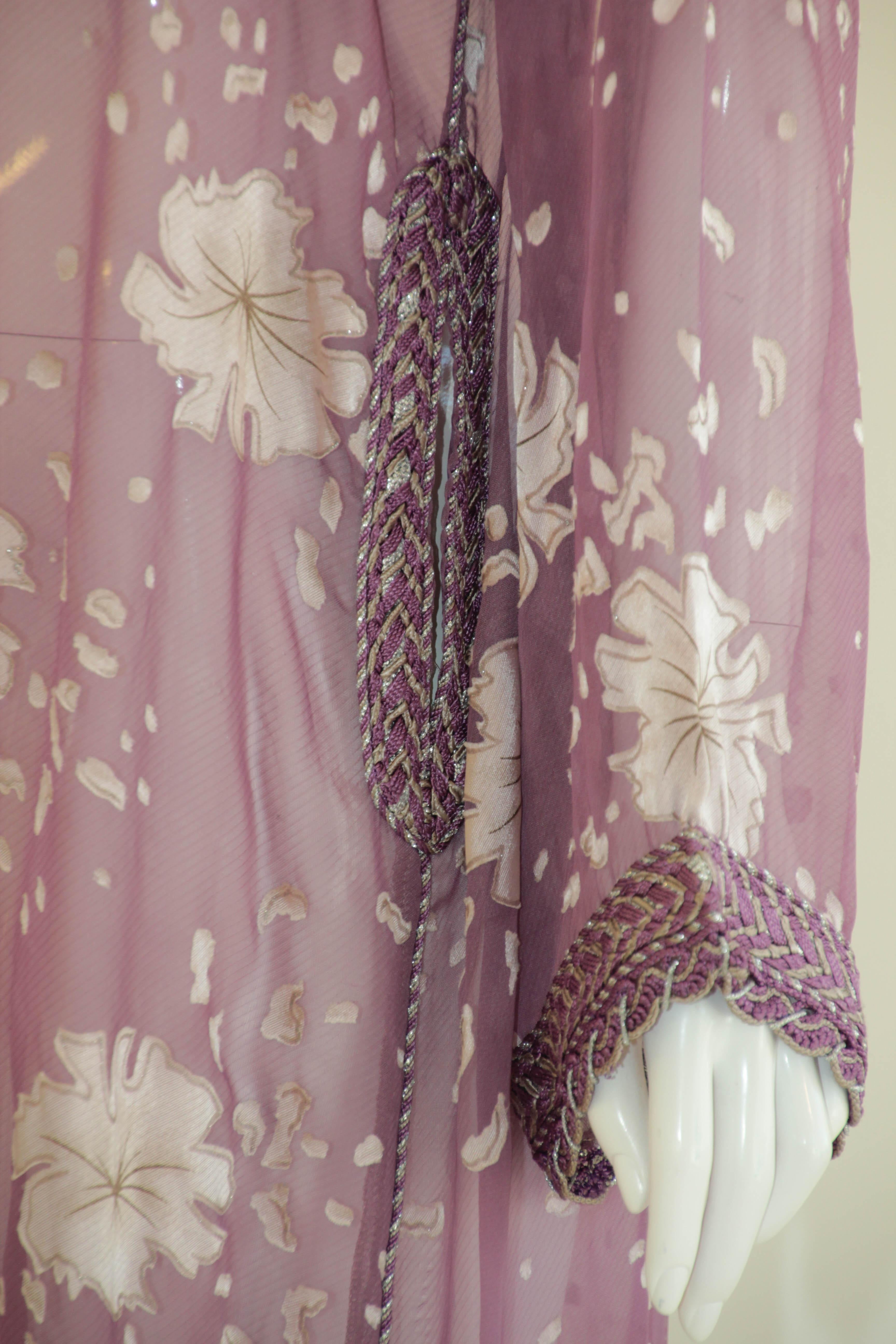 Moroccan Lavender Kaftan Maxi Dress Hooded Vintage Caftan For Sale 13