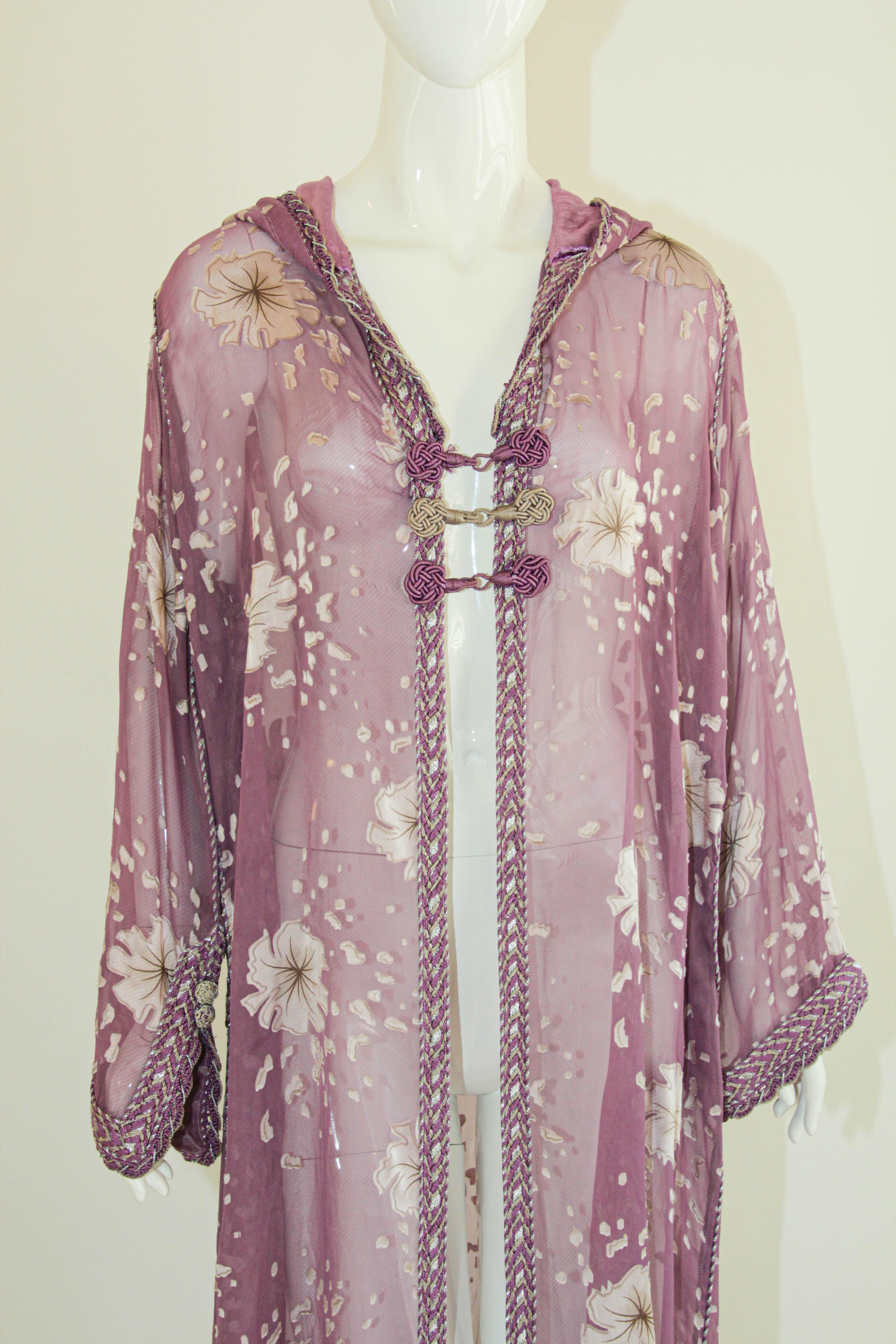 Women's Moroccan Lavender Kaftan Maxi Dress Hooded Vintage Caftan For Sale