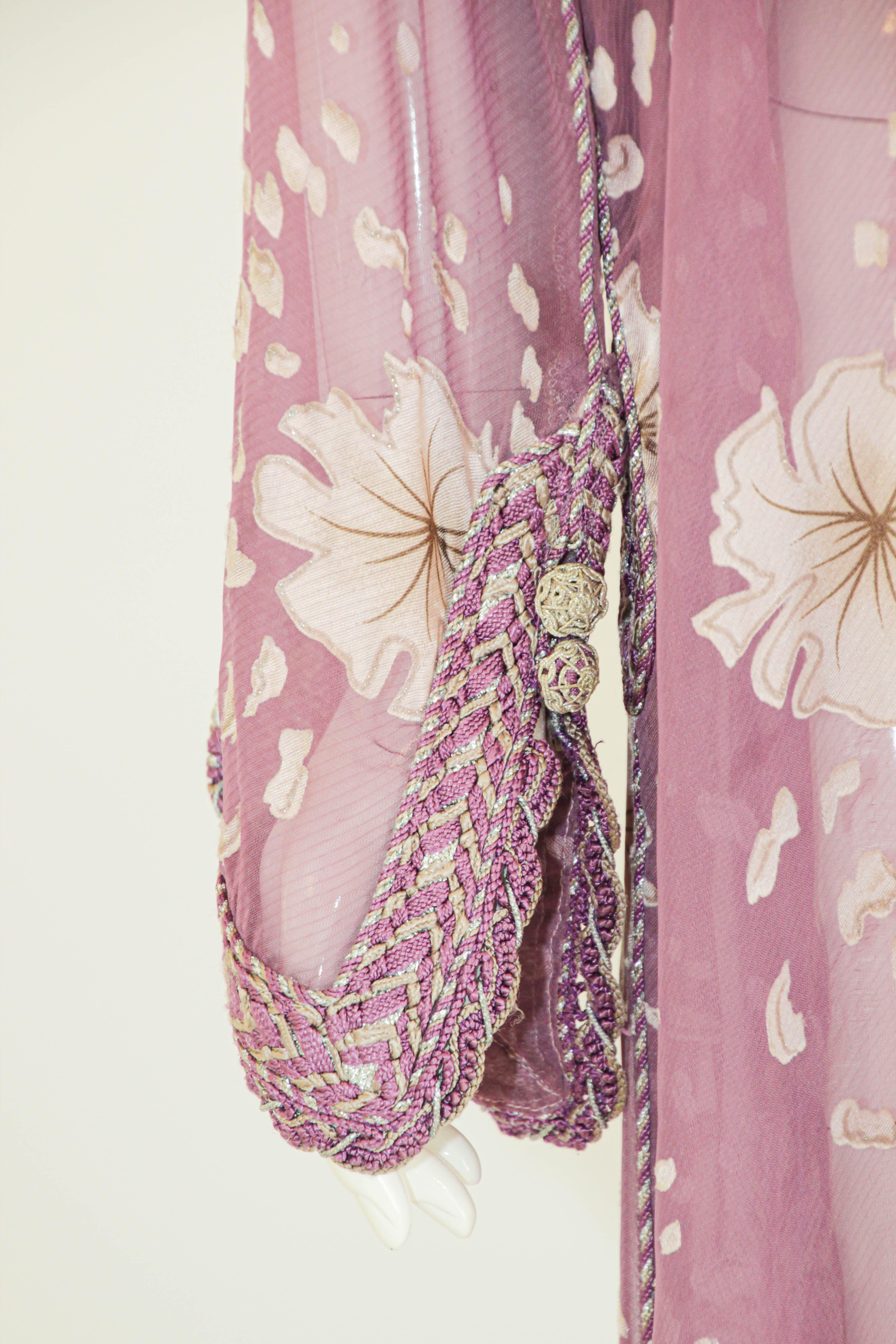Moroccan Lavender Kaftan Maxi Dress Hooded Vintage Caftan For Sale 2