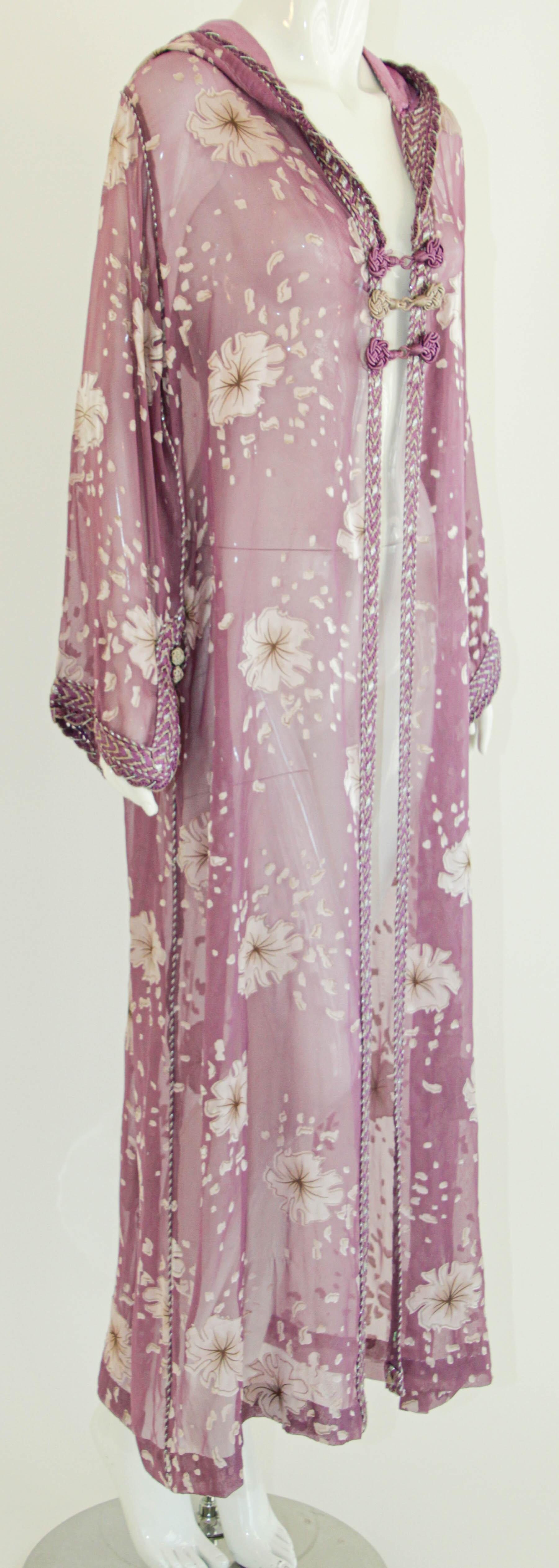 Moroccan Lavender Kaftan Maxi Dress Hooded Vintage Caftan For Sale 3
