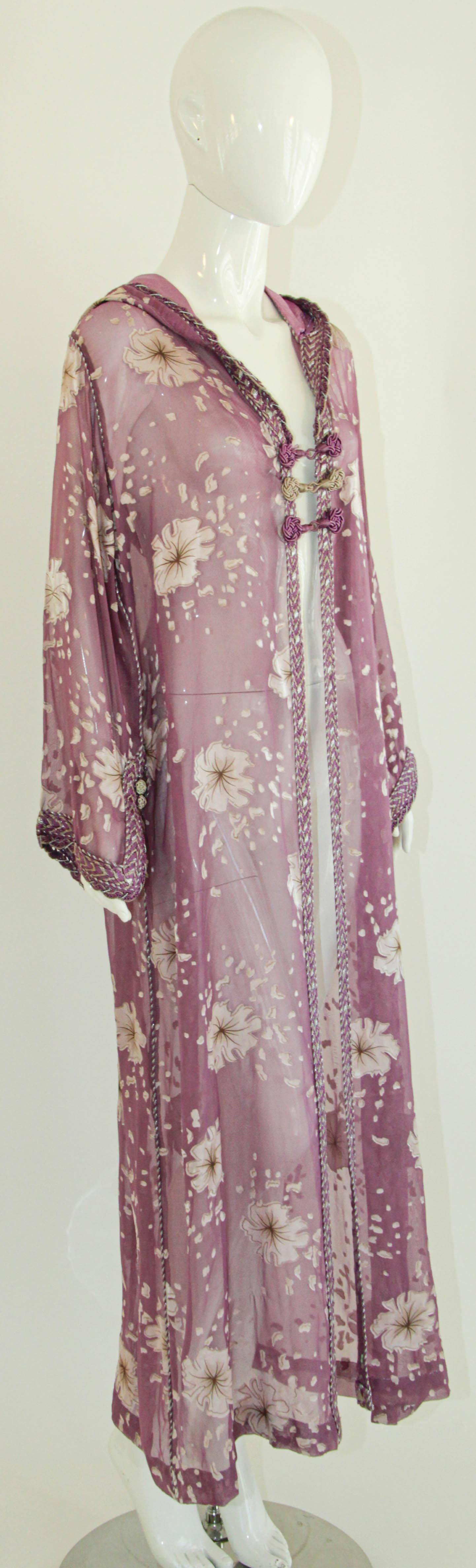 Moroccan Lavender Kaftan Maxi Dress Hooded Vintage Caftan For Sale 4