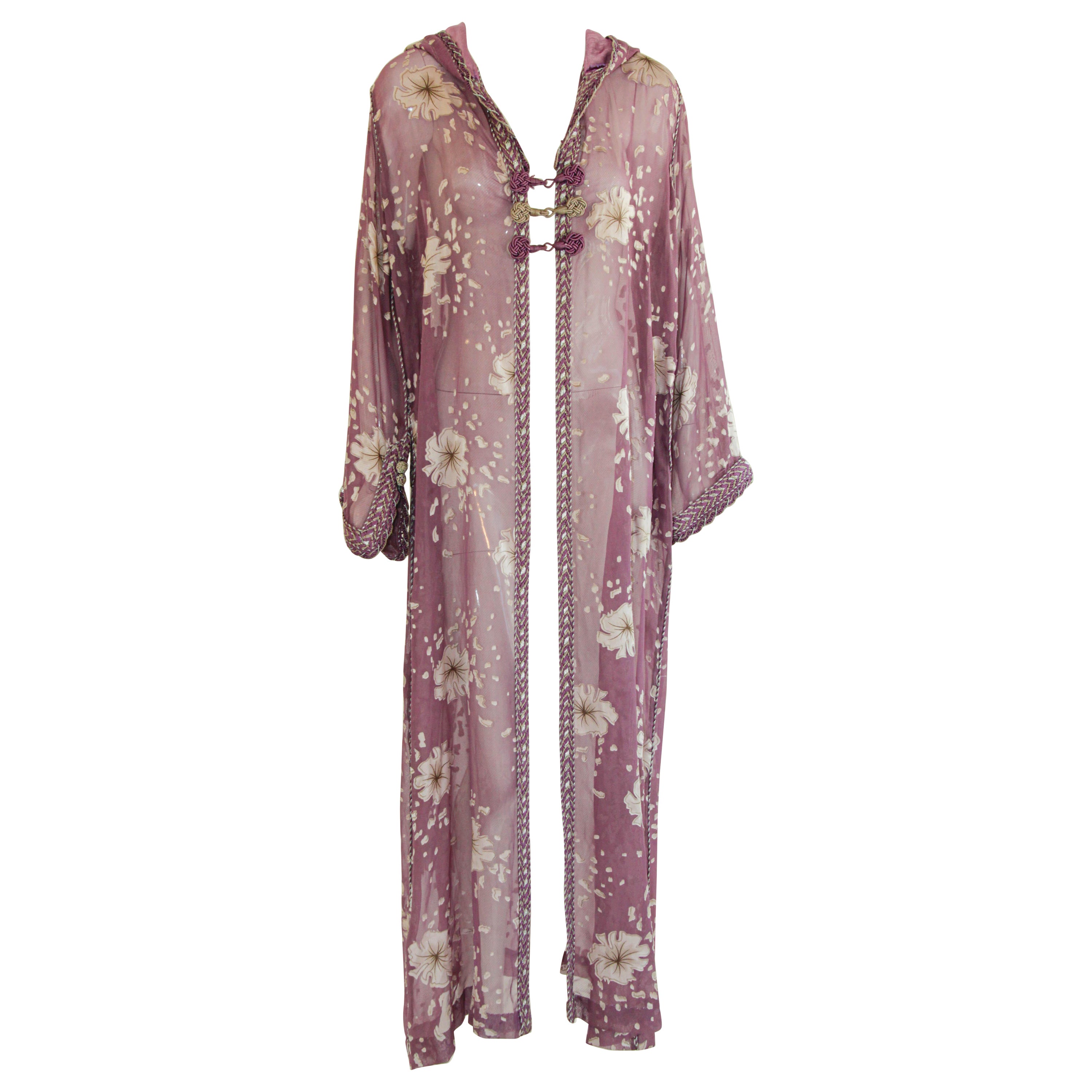 Moroccan Lavender Kaftan Maxi Dress Hooded Vintage Caftan