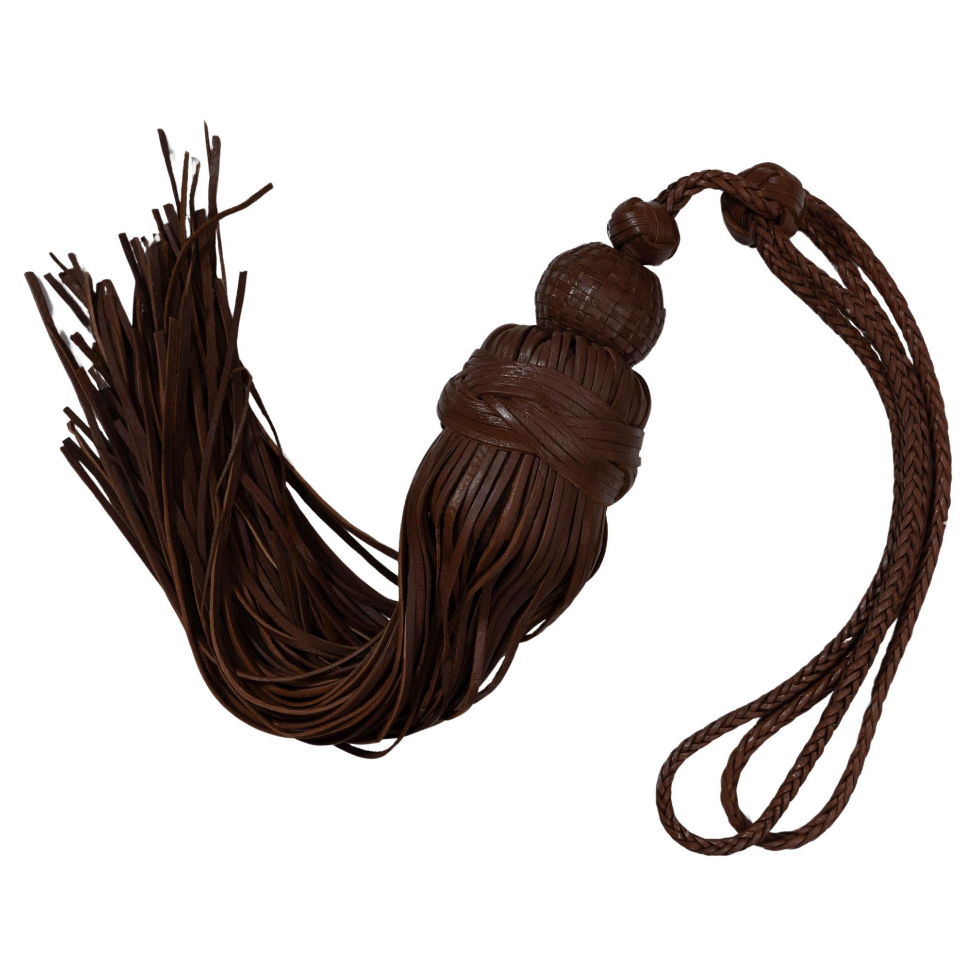 Borla Choucha de Cuero Marroquí - Marrón Oscuro en venta