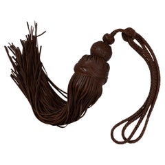 Moroccan Leather Choucha Tassel - Dark Brown