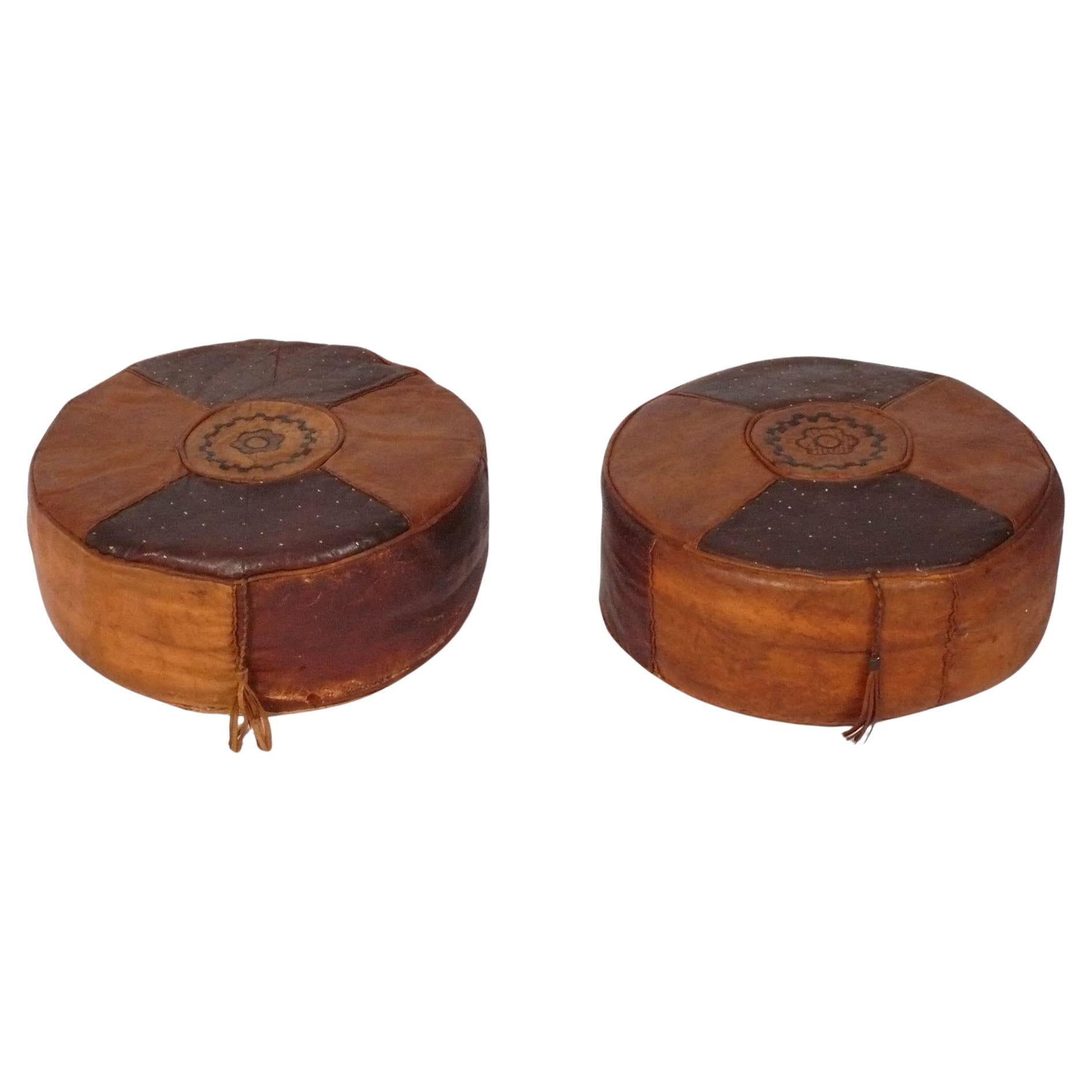 Moroccan Leather Stools Poufs