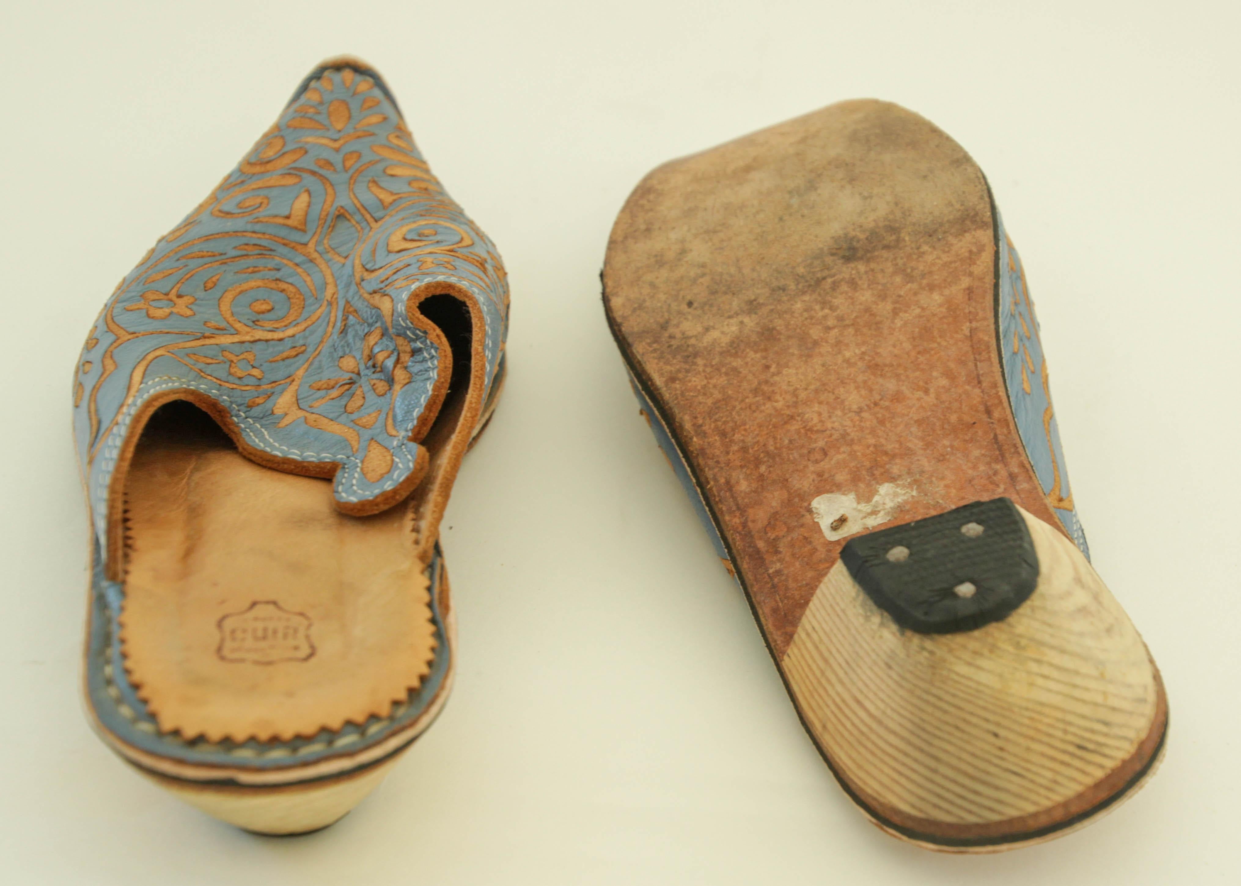 Donna Scarpe da donna in pelle marocchina con tacco blu misura 39 EU in vendita
