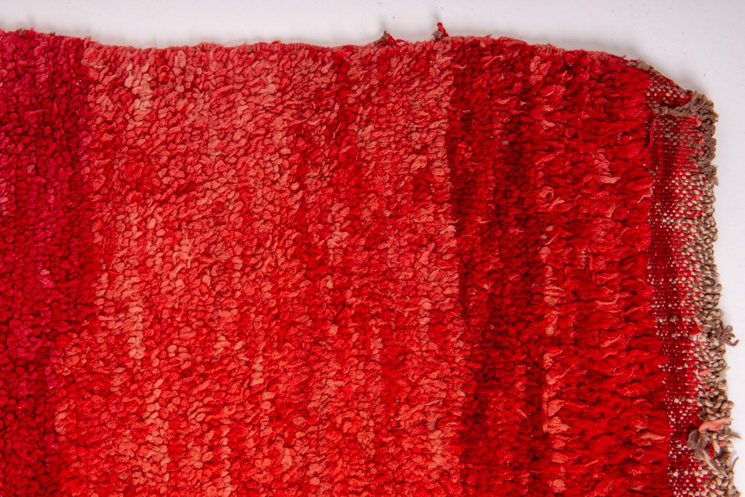 Wool Moroccan Little Chichawa Red Carpet For Sale
