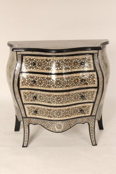 Moroccan Louis XV Style Mother of Pearl Inlaid Chest of Drawers
