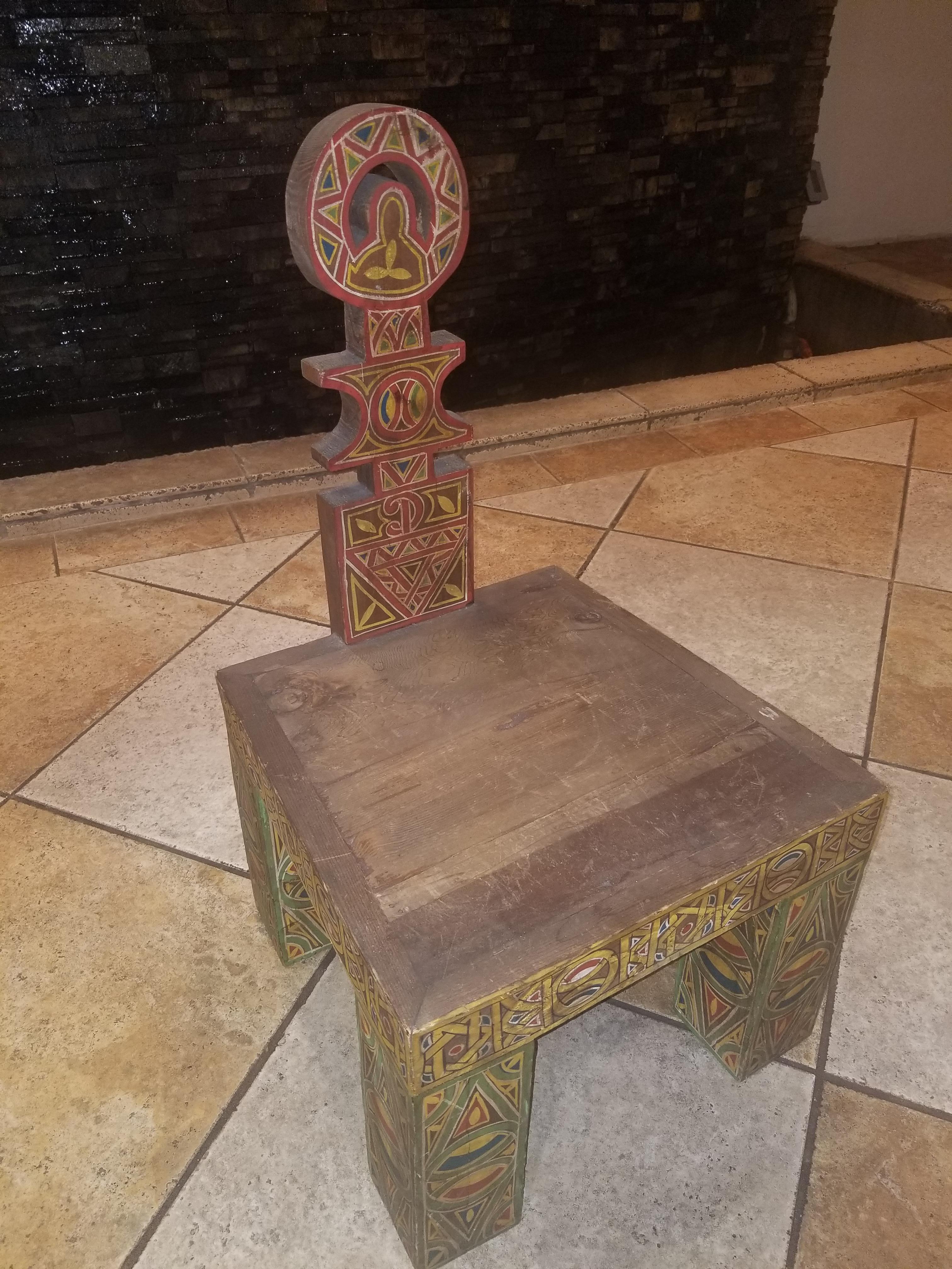 Moroccan Low Cedar Wood Chair For Sale 1