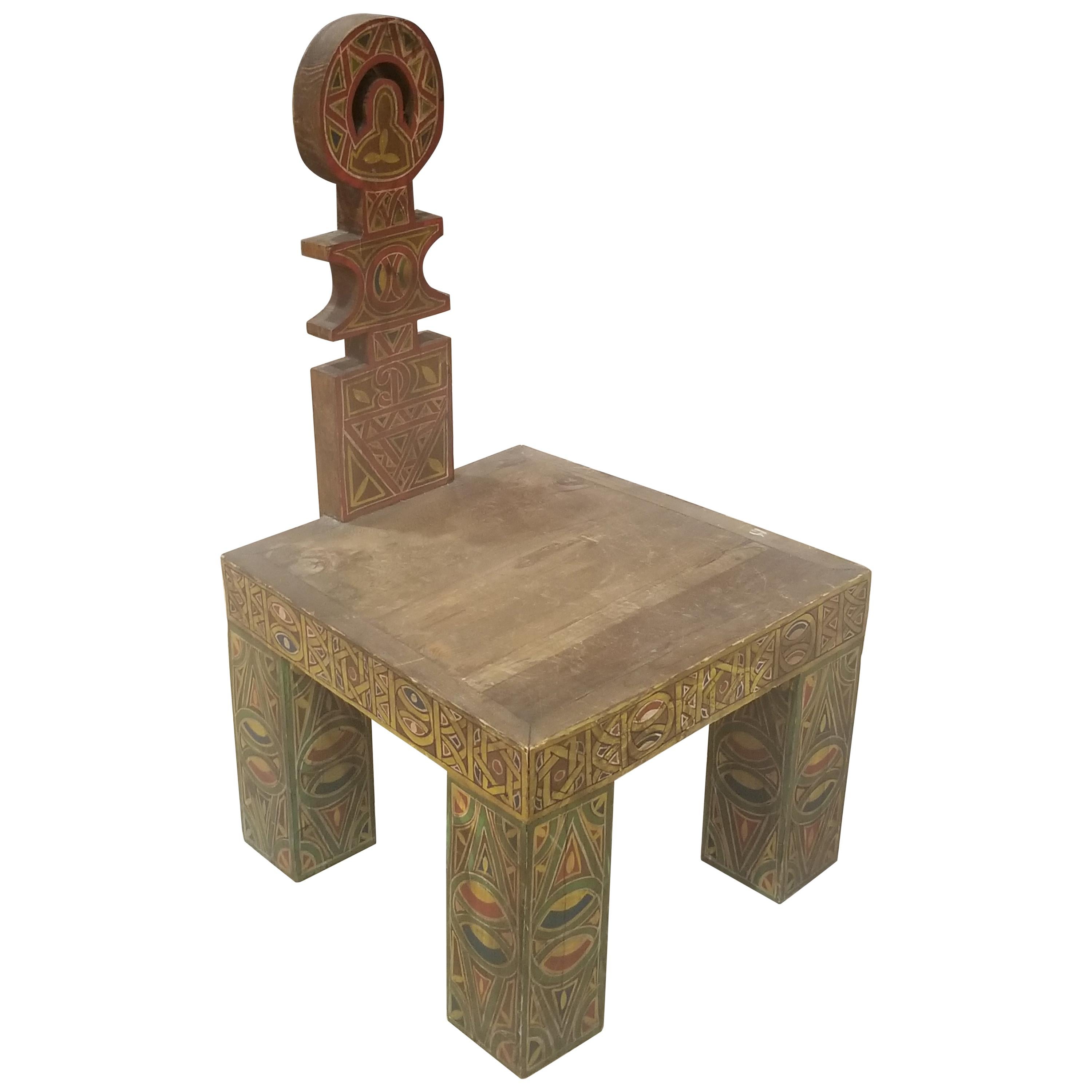 Moroccan Low Cedar Wood Chair For Sale
