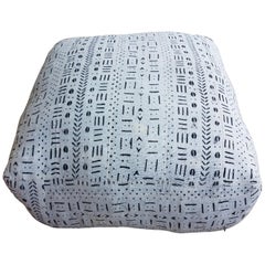 Moroccan Malian Mudcloth Pouf or Ottoman, White