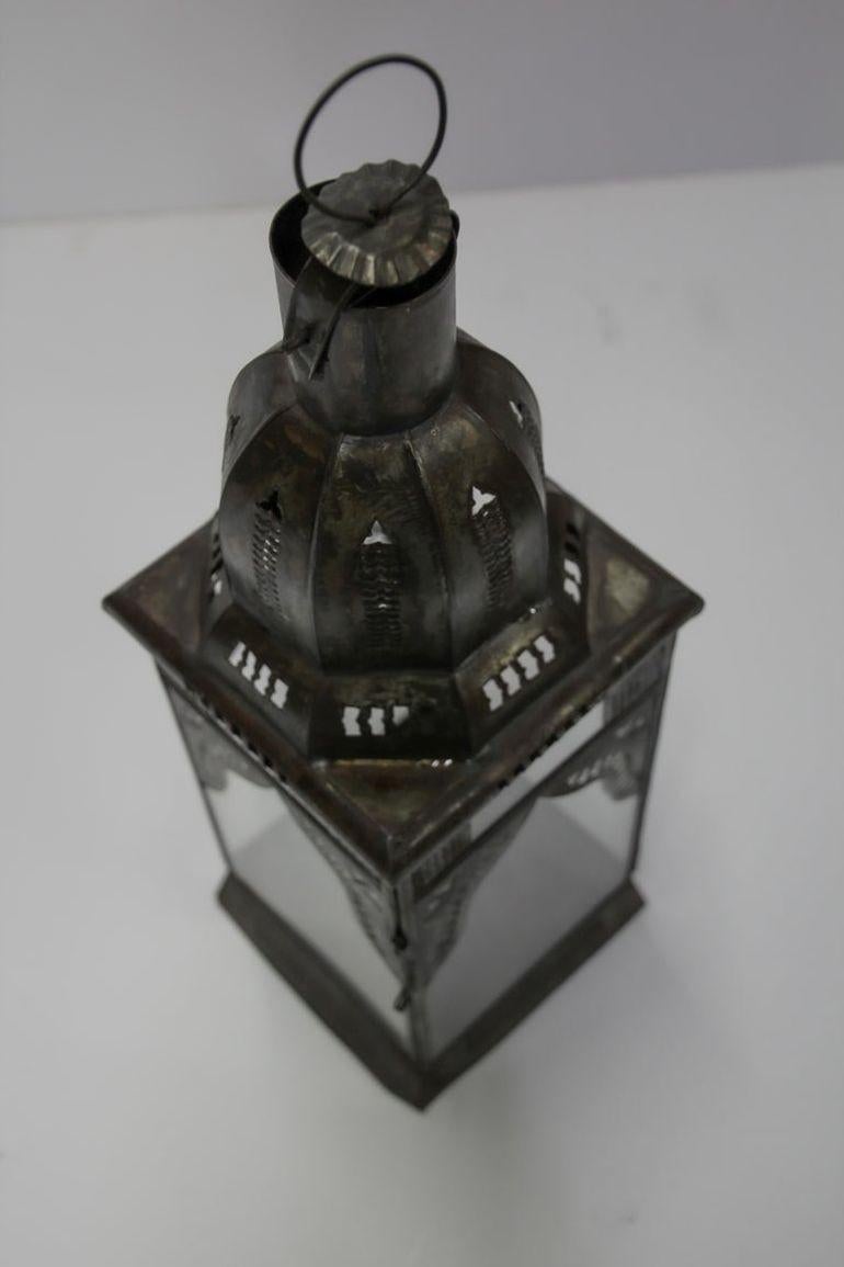 Farol Marroquí de Metal Cuadrado y Cristal Transparente en venta 10