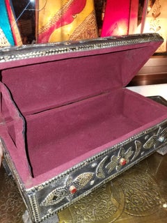 Moroccan Metal Inlaid and Resin Trunk, Flat Top
