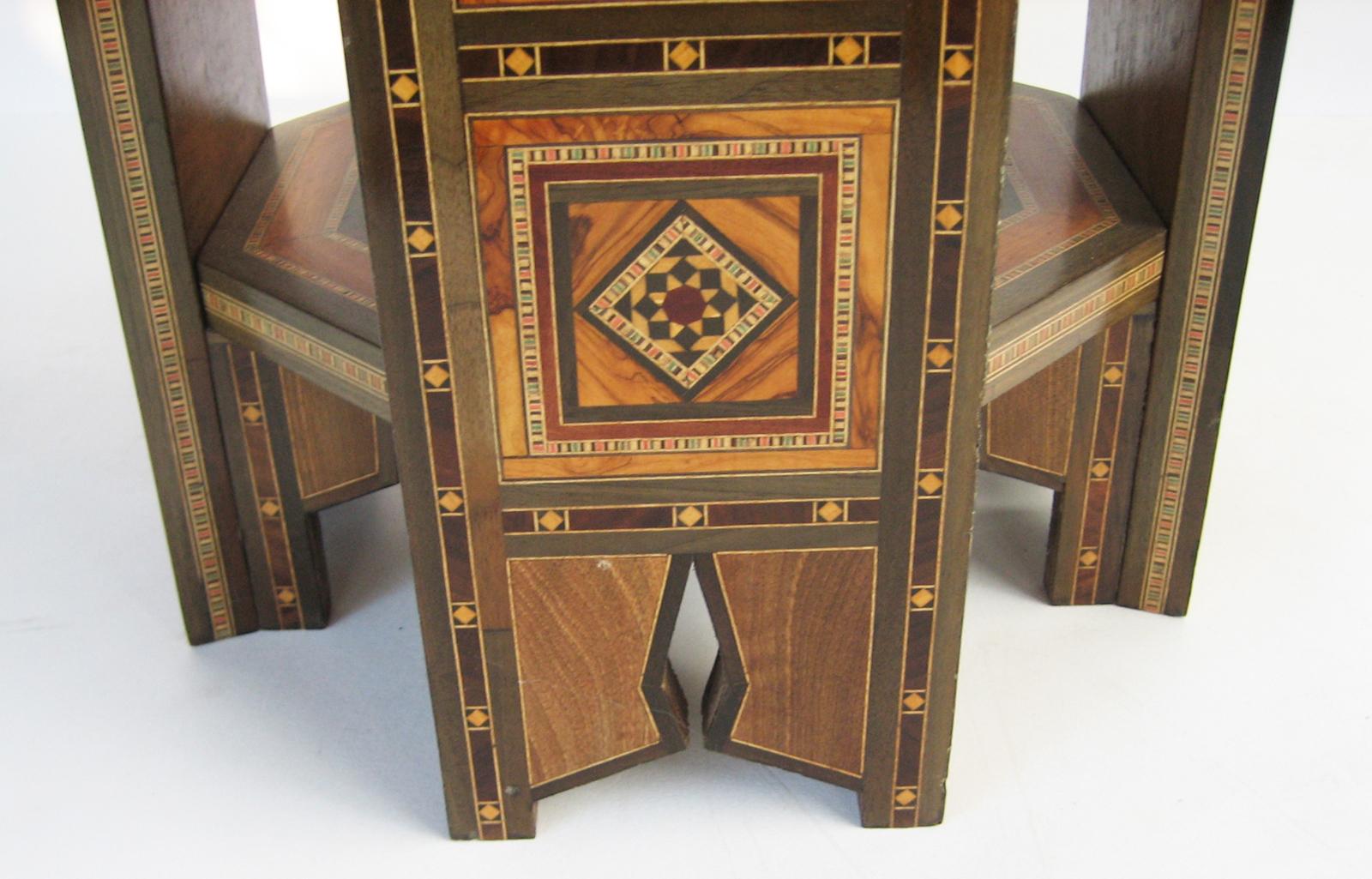 20th Century Moroccan Mid-century Side Table with Octagonal Top and Mother-of-Pearl Inlay