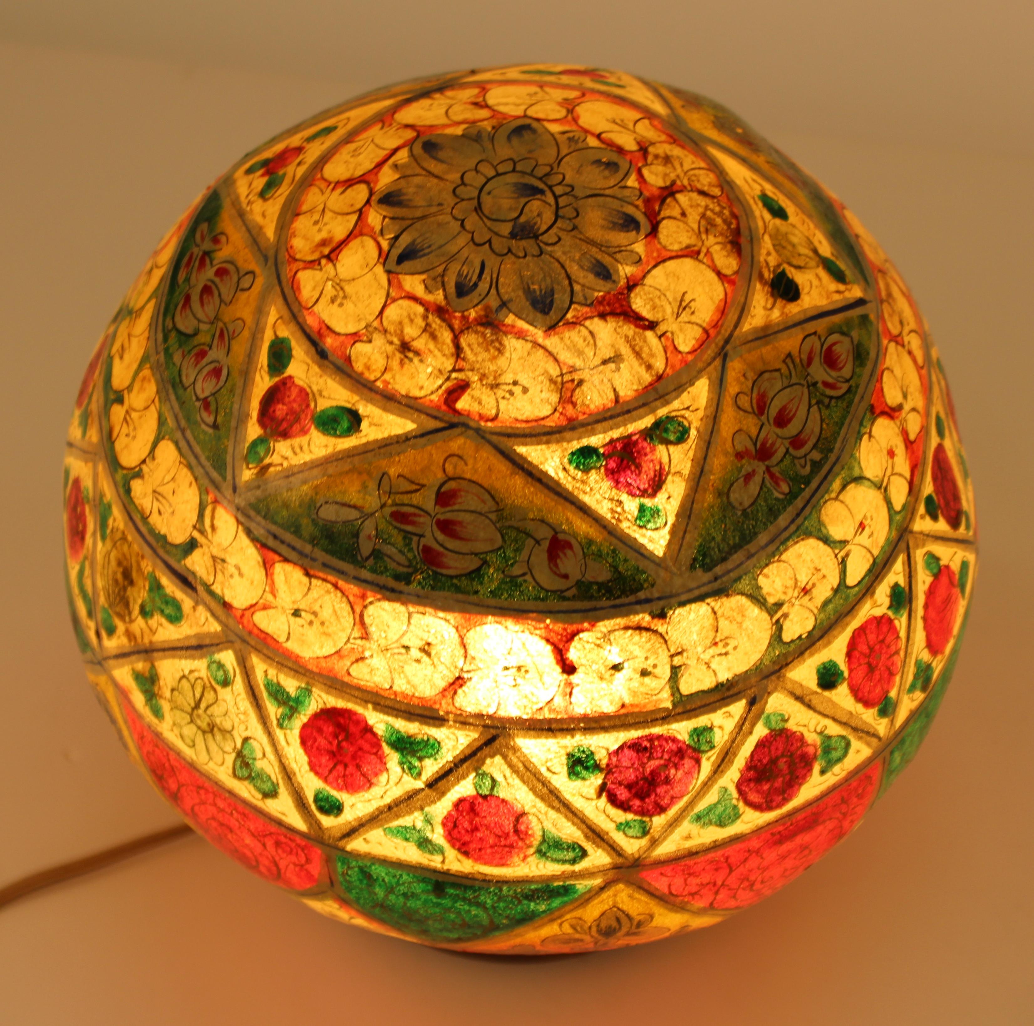 Wood Moroccan Midcentury Camel Skin Table Lamp