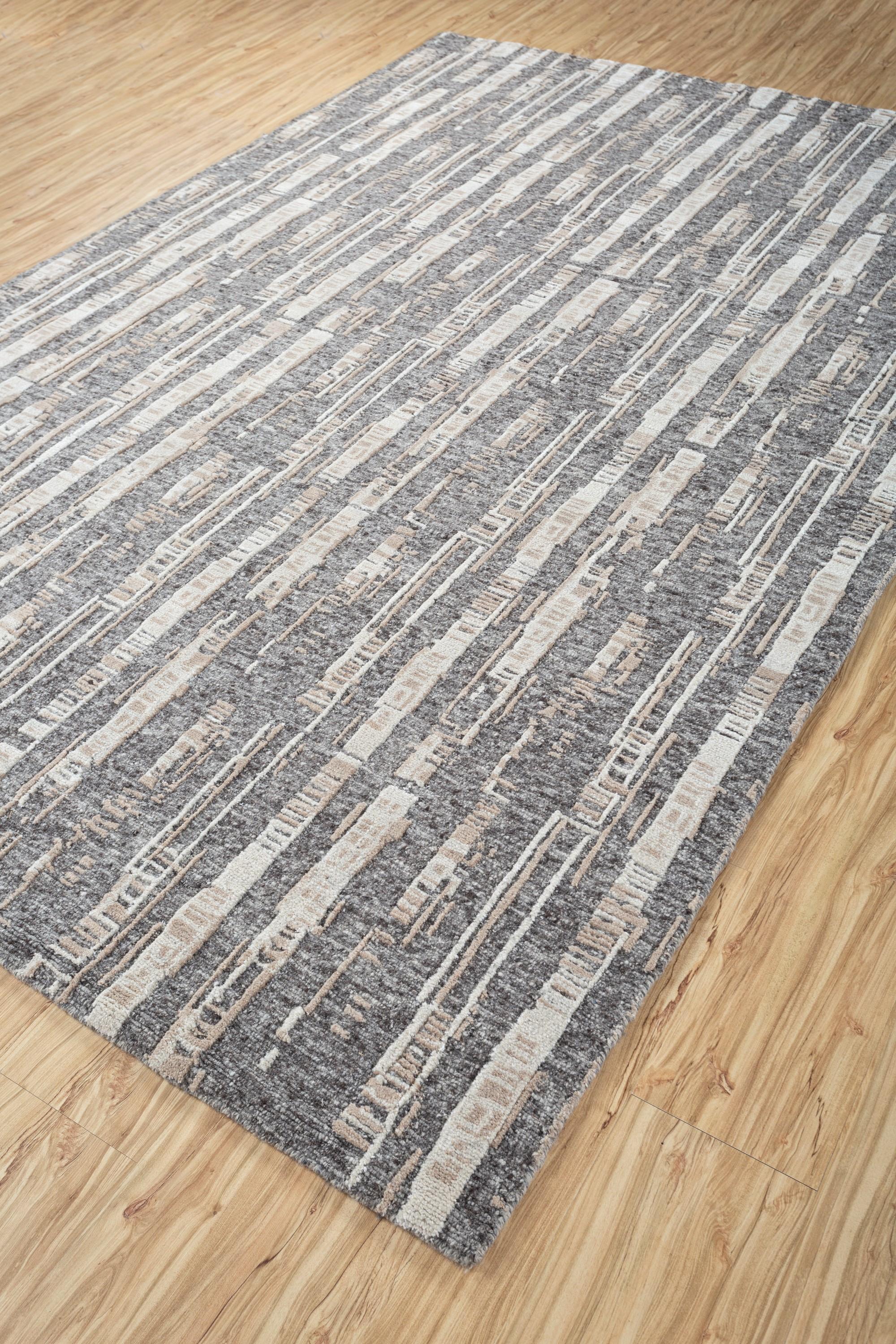Modern Moroccan Mirage Dark Frost Gray & Marble 180X270 Handknotted Rug For Sale