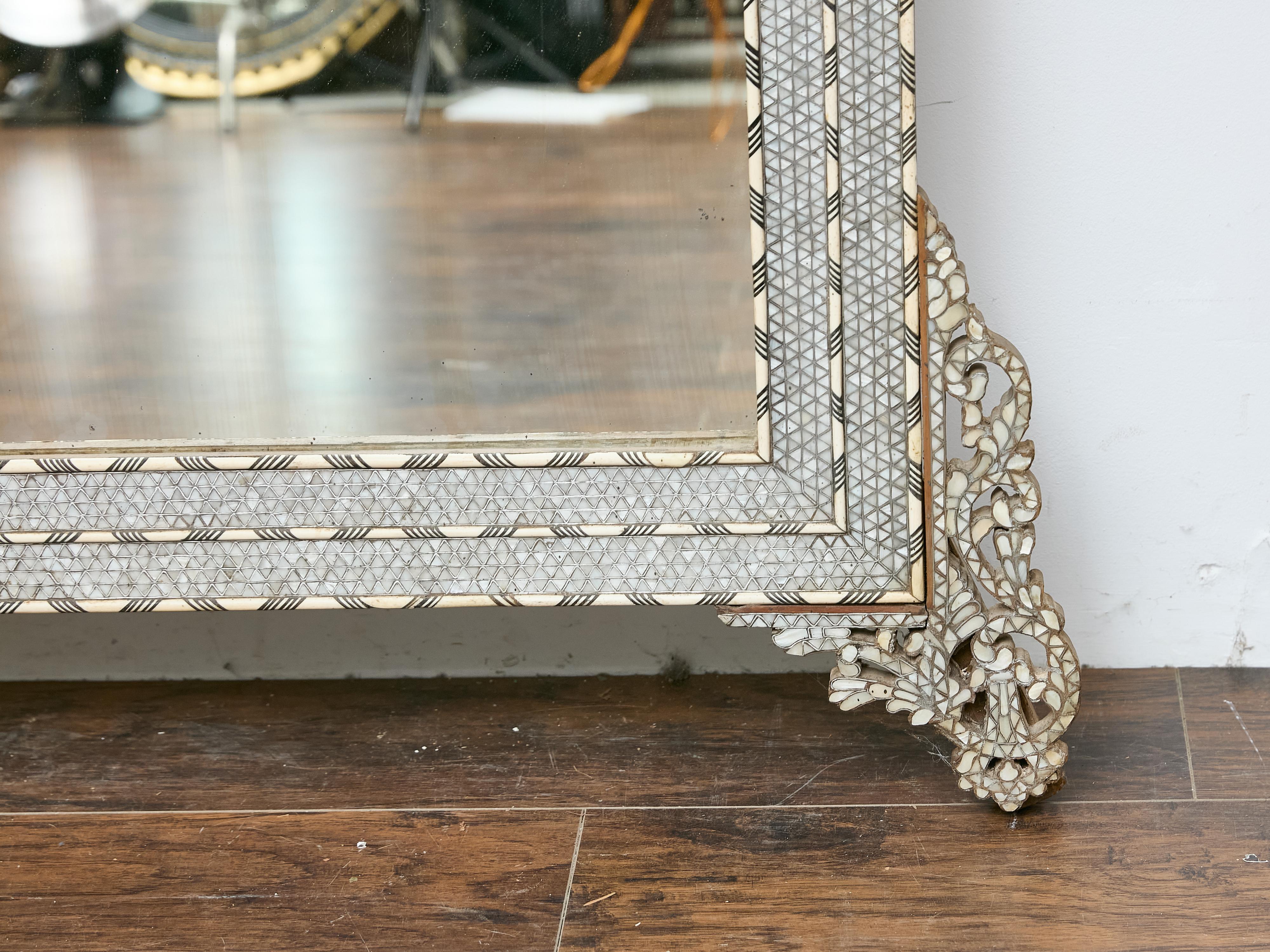 20th Century Moroccan Mirror with Bone and Mother-of-Pearl Inlay, circa 1900 For Sale