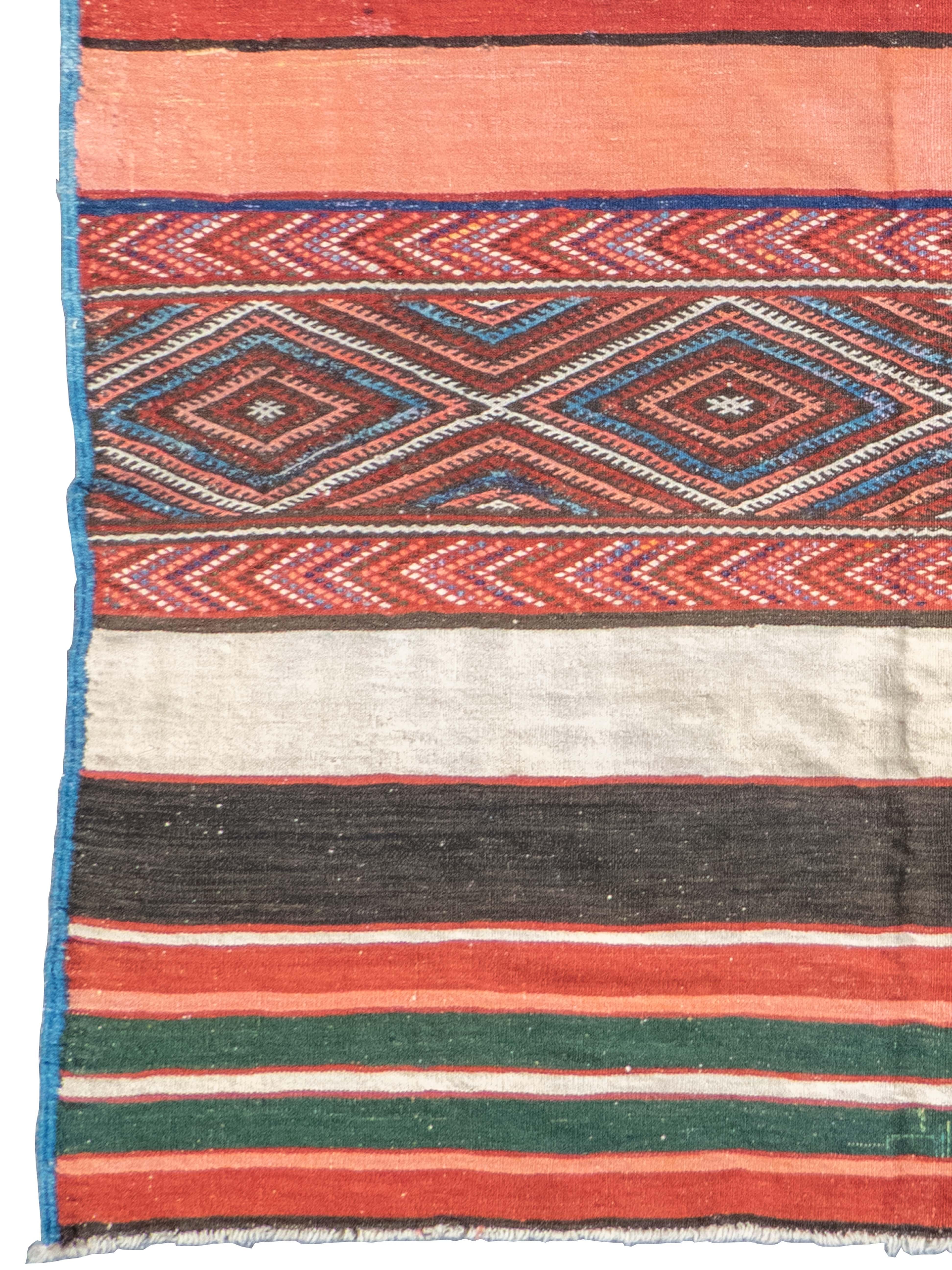 Moroccan mixed-technique flatweave rug, Early 20th Century, 4'10