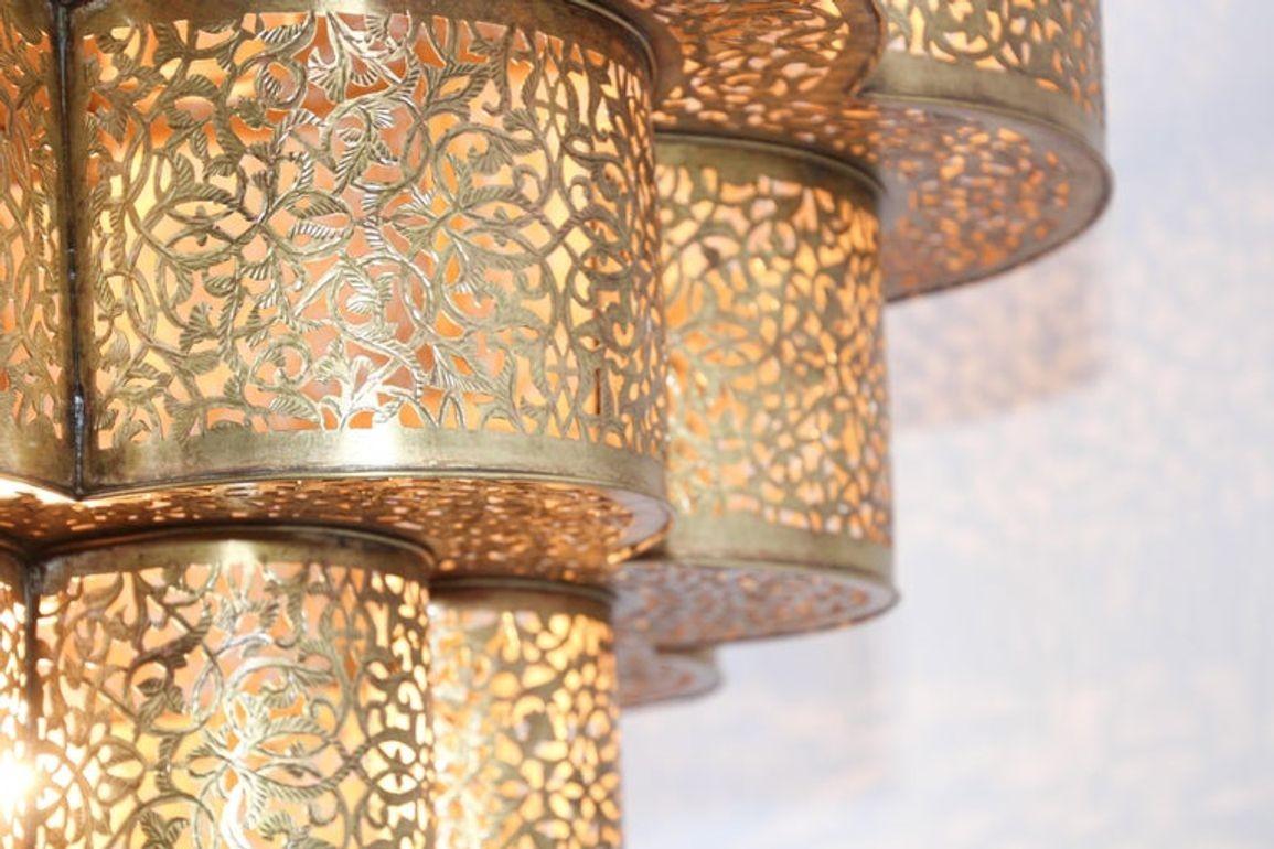 Martellato Lampadario marocchino moresco Alhambra in ottone