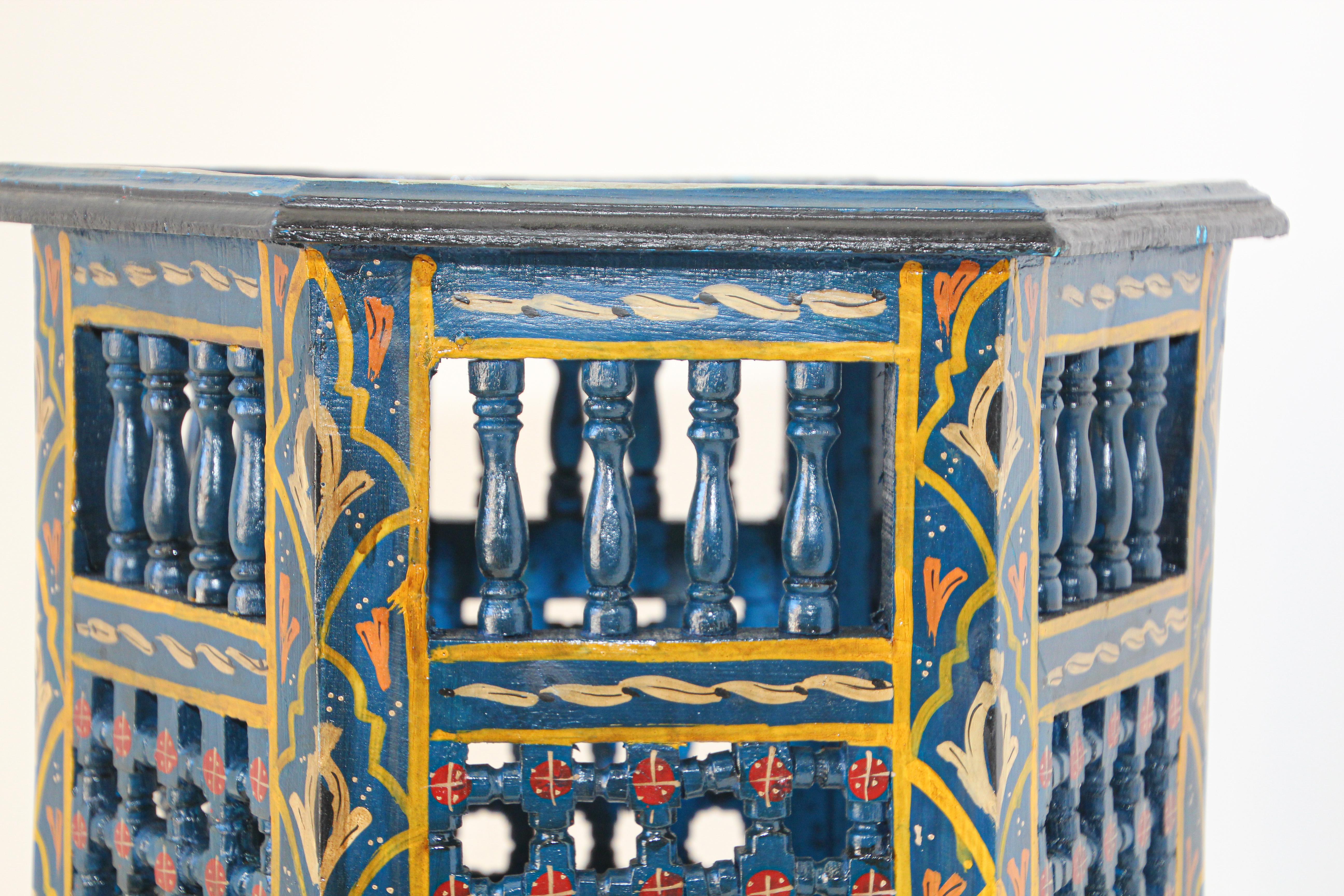 Moroccan Moorish Blue Hand Painted Side Table 1