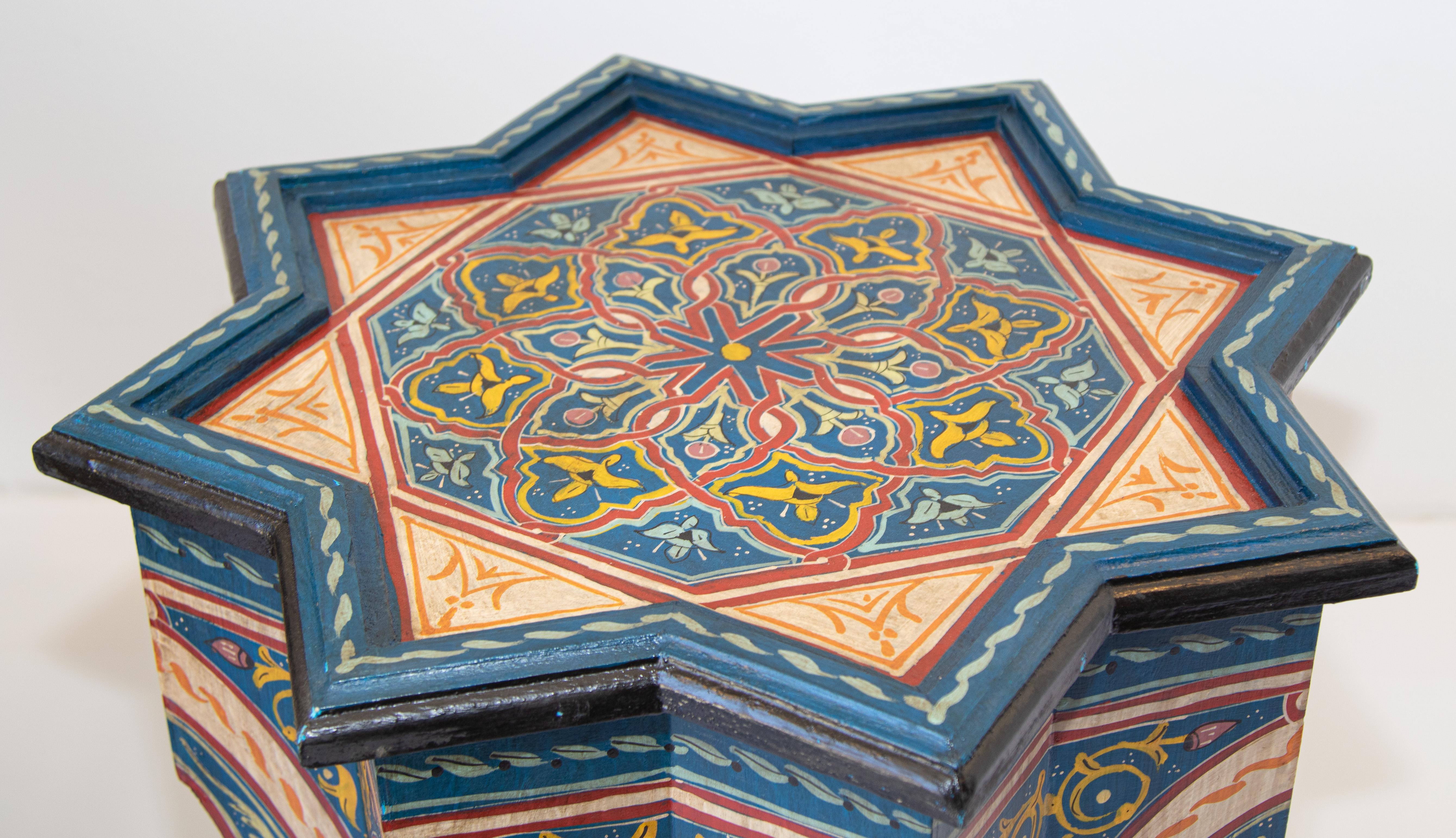 Moroccan Moorish Blue Star Side Tables a Pair In Good Condition In North Hollywood, CA