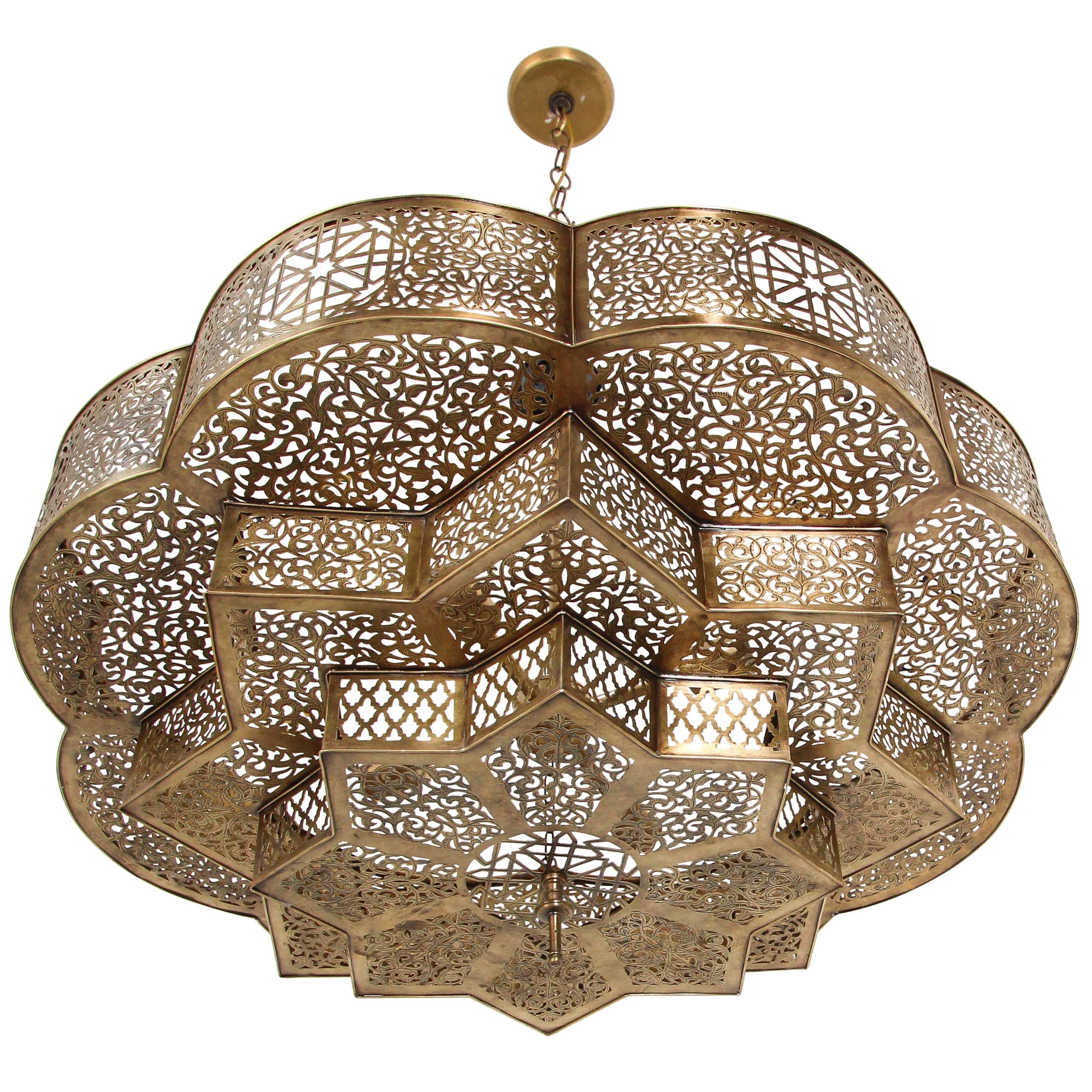 Moroccan Moorish Brass Alhambra Chandelier