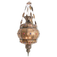 Vintage Moroccan Moorish Brass Chandelier